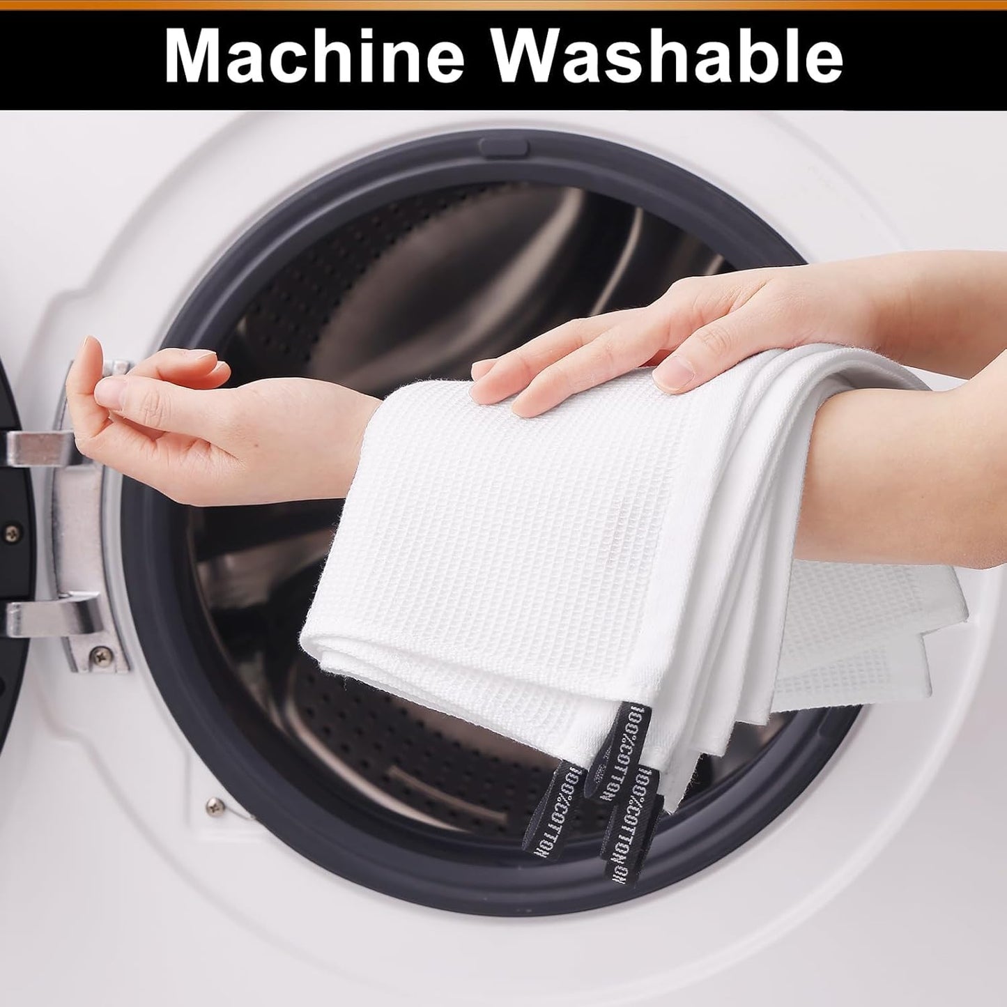 Homaxy 100% Cotton Waffle Weave Dish Cloths - 12 Pack Soft and Absorbent Dish Towels - 12 x 12 Inches Quick Dry Dish Rags - White