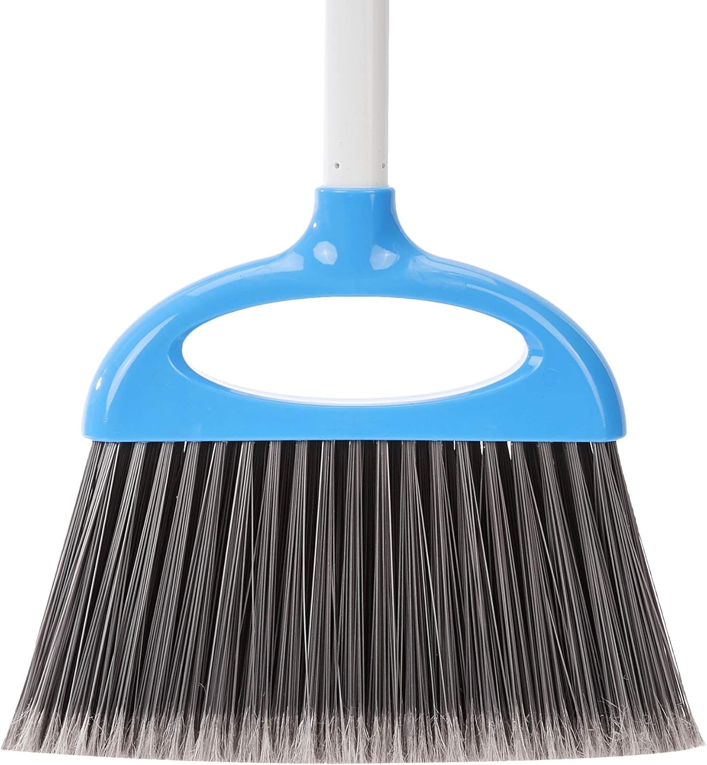 Amazon Basics Dustpan Broom Set with Easy Assembly and Long Handle, Blue and White