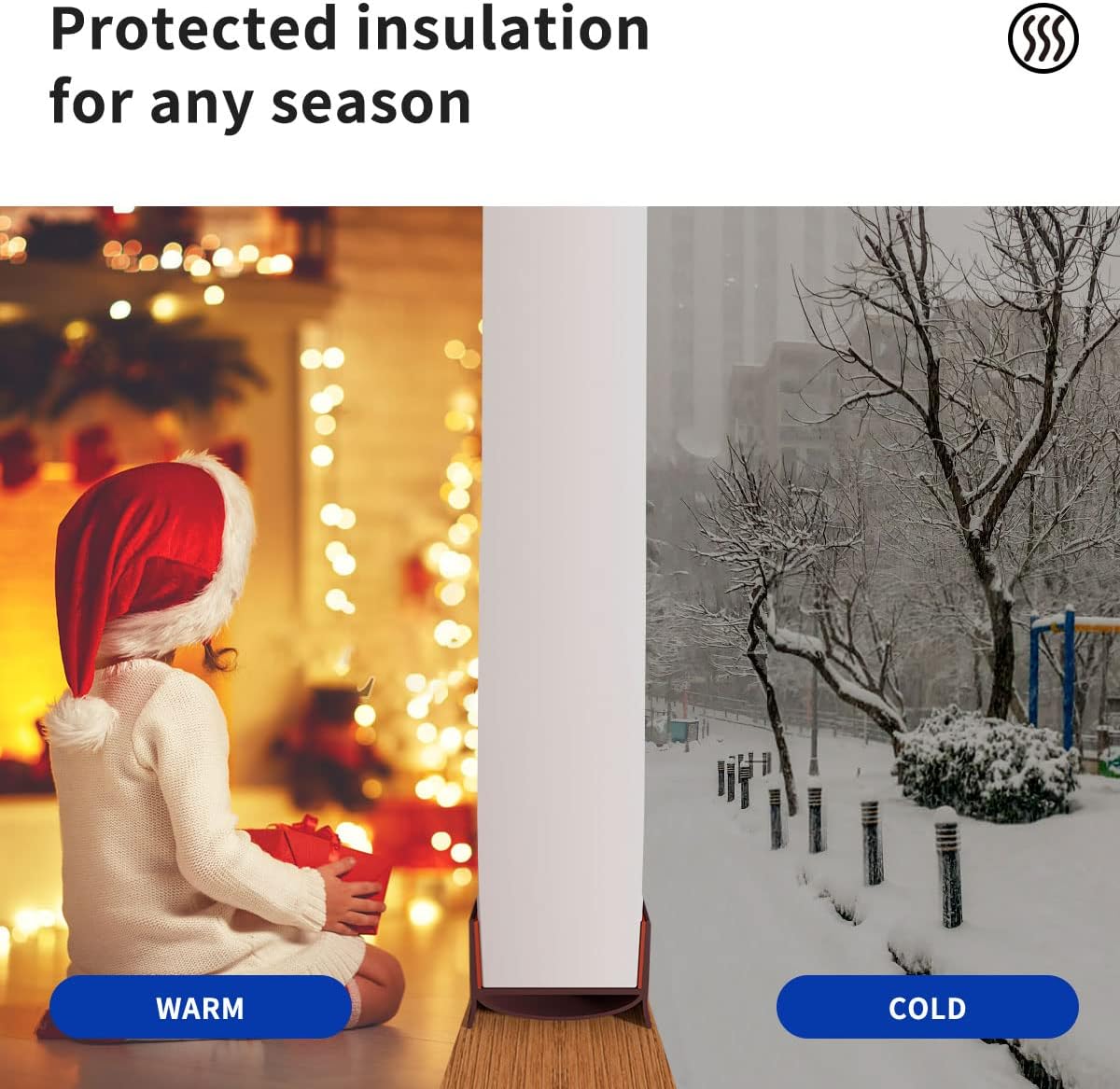 2 Pack Door Draft Stopper, 39” Length Cuttable Under Door Seal, Strong Adhesive Door Sweep for Exterior and Interior Doors (Brown)