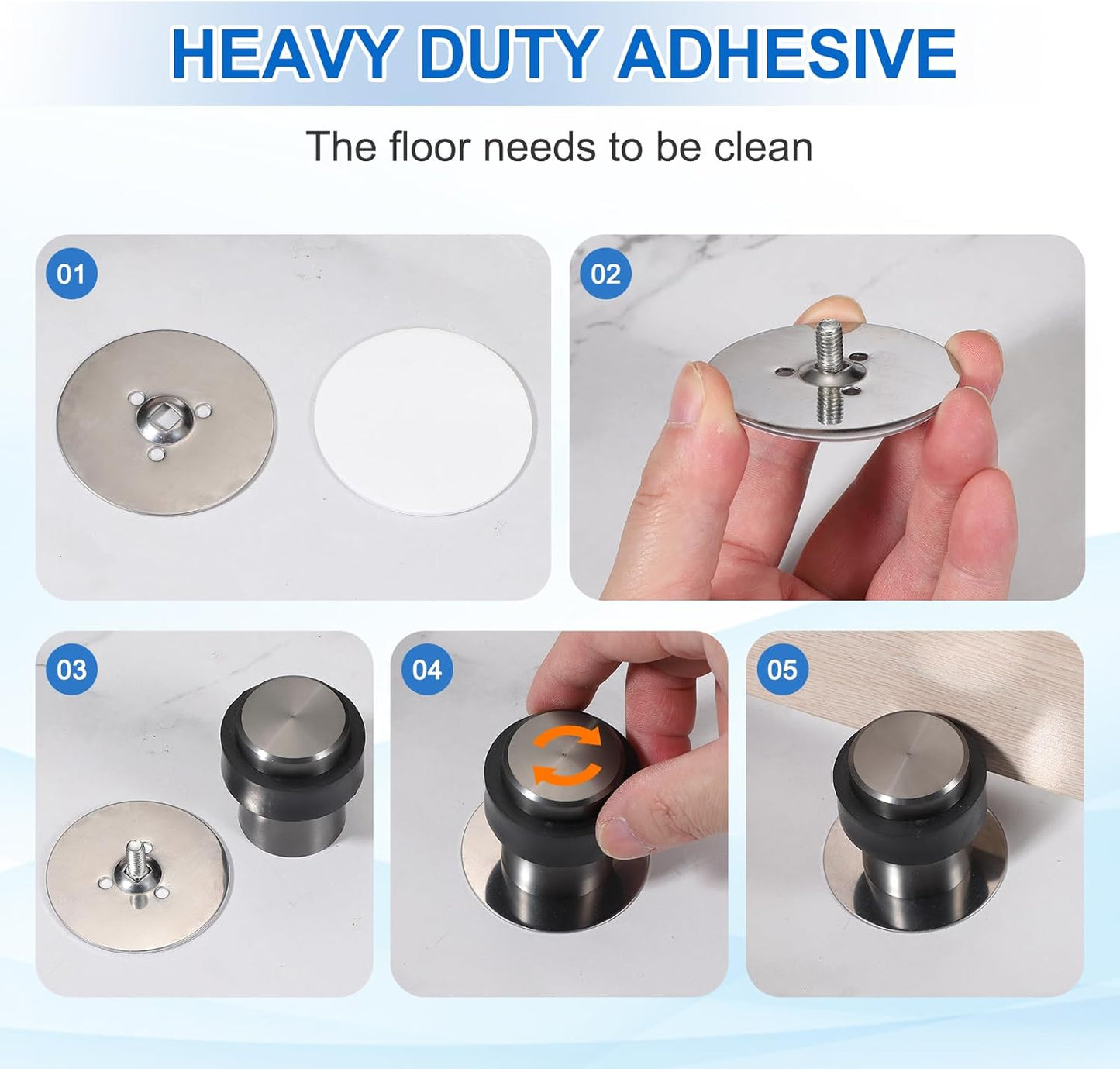 PATIKIL 2Set Round Door Stoppers, 80mm Stainless Steel Door Stop Doorstop Wedge Metal Cylinder Self Adhesive with Screw for Bottom of Door Floor Inside, Gold Tone