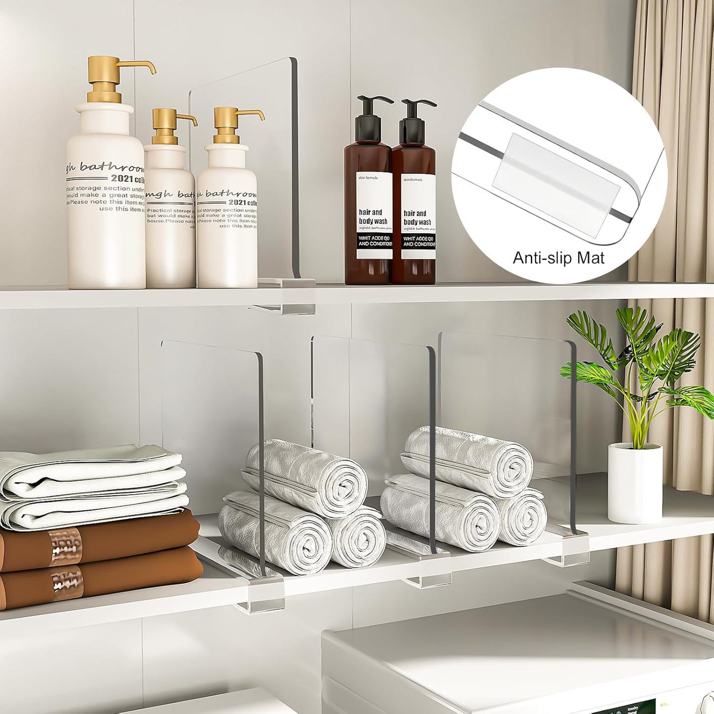 Shelf Dividers Purse Organizer for Closet: 16-Pack Acrylic Bag Storage Organizer for Handbags, Clutches, Clothes, Sweater, Towel on Wood Shelves