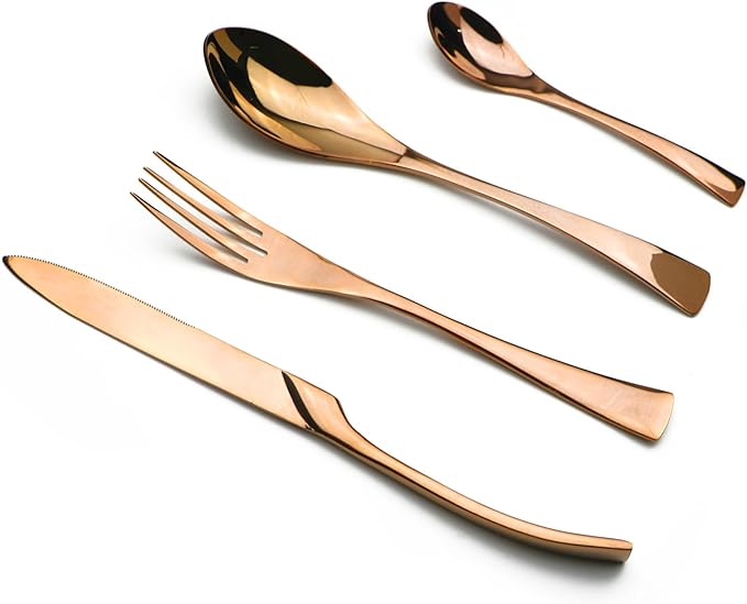 20-Piece 18/10 Stainless Steel Rose Gold Flatware Set, Serive for 4