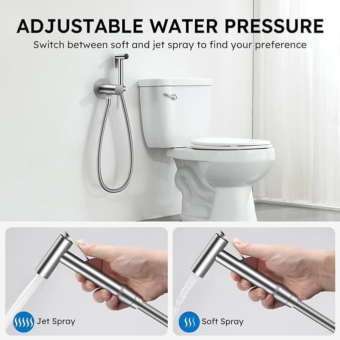 Arofa Built-in Hot and Cold Bidet Sprayer for Toilet, Warm Water Bidet with Adjustable Water Pressure, Dual Control Mode Toilet Sprayer with Toilet Hose for Feminine Wash, Wall Mounted