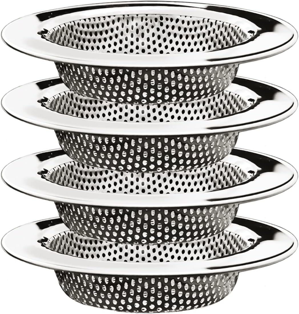 4-Piece Kitchen Sink Strainers - 4.5 Inch Stainless Steel Sink Drain Filter with Food Scraps Catcher