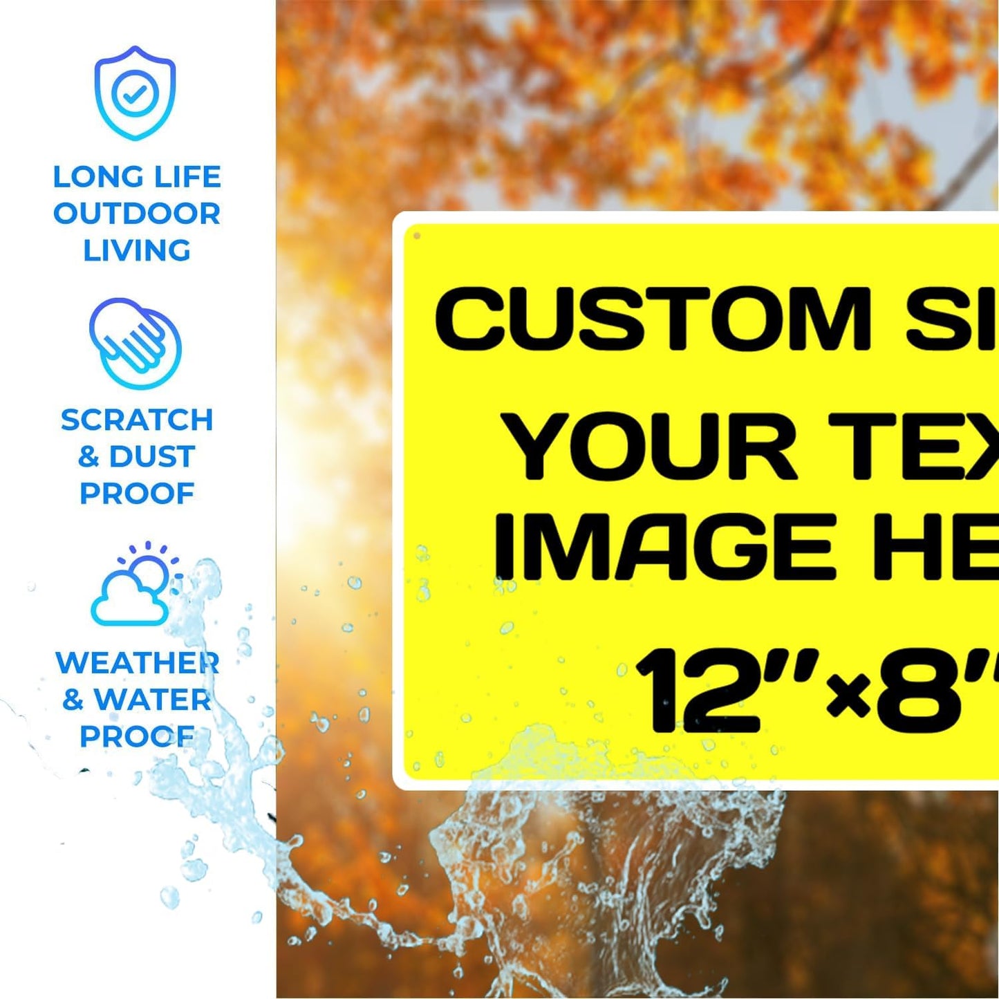 Personalized Aluminum Metal Signs - Weatherproof, Custom Text & Picture, Multiple Sizes, Ideal for Hazards, Gardens, Doors & Businesses