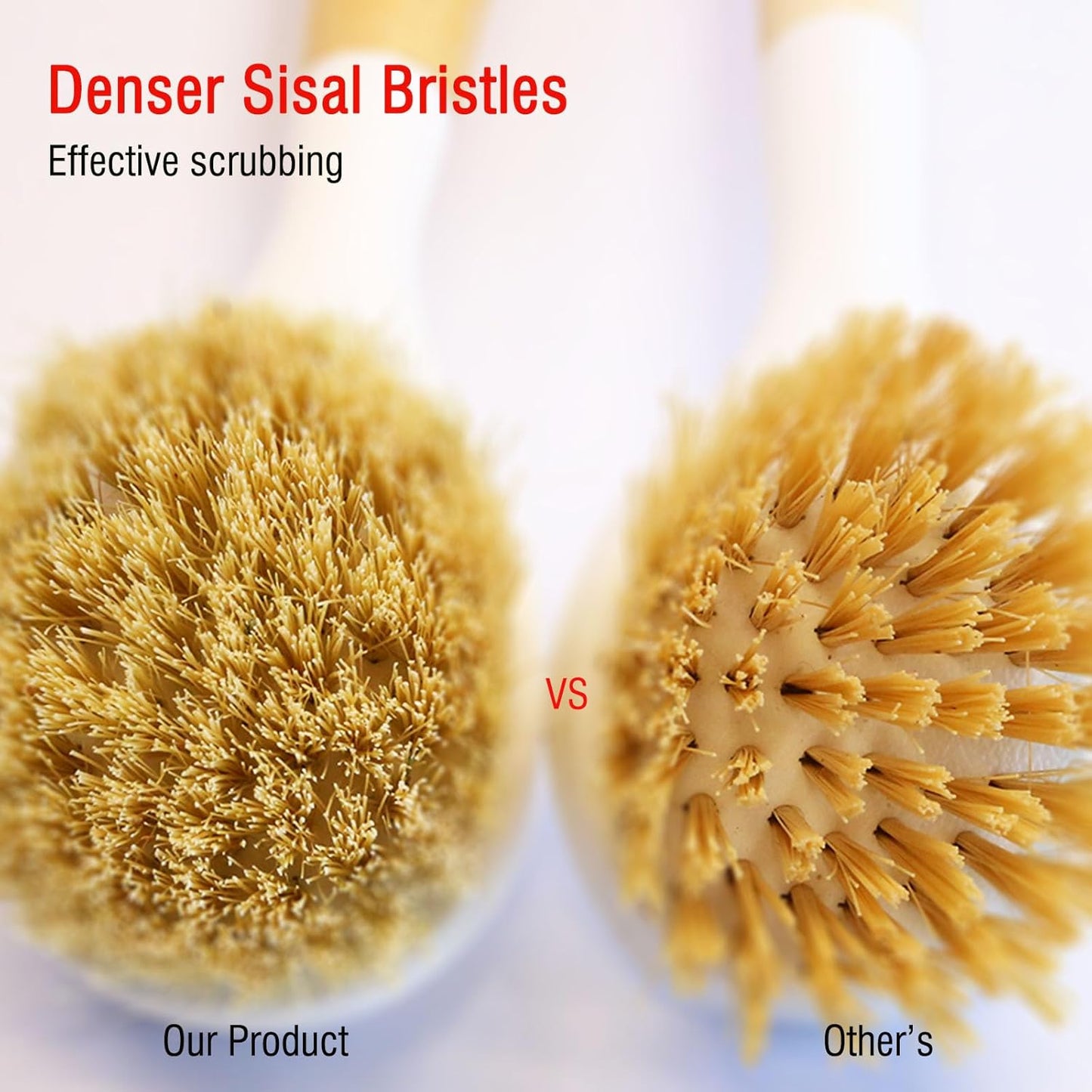 Wooden Dish Brush, Natural Bristle Dish Brushes with Handle, Wooden Handle Soft Scrubber Kitchen Brush for Dishes and Vegetables