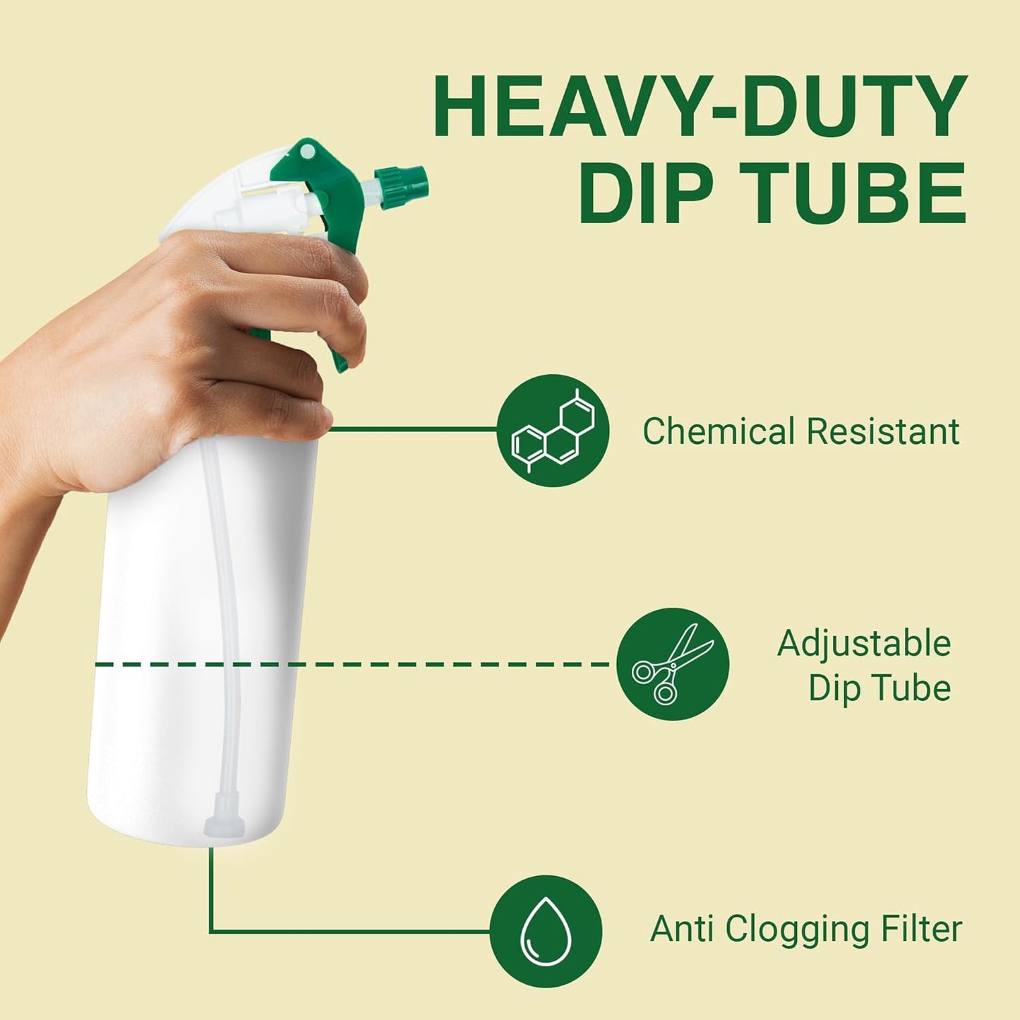 Heluva Green Spray Bottle Nozzle Replacement, Bottle Tops Only - Sprayer Nozzle Triggers for Heavy Duty, Commercial, Home Cleaning Solutions - Fits 8,16,24,32 oz Plastic & Glass Bottles, Green 24 pack