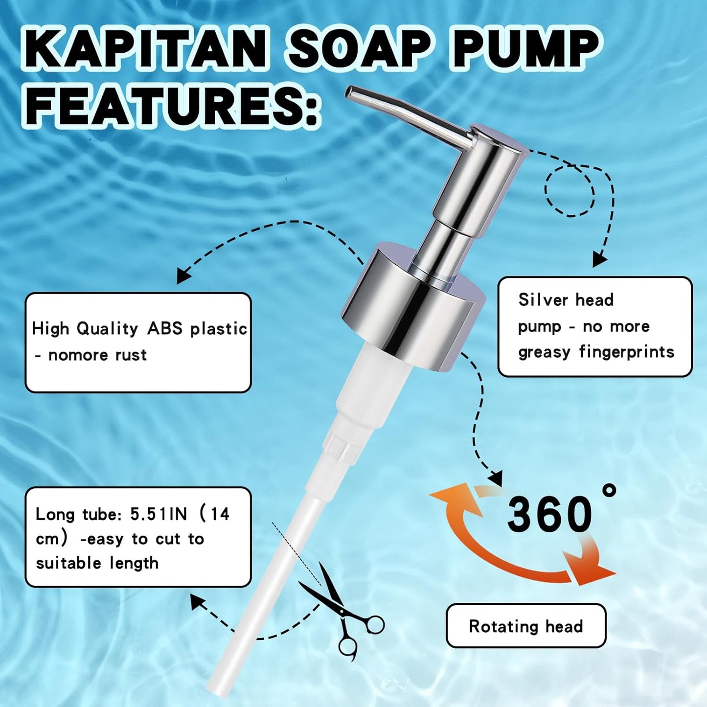 4Pcs Soap Dispenser Pump Replacement(Standard Diameter 28/400 Neck Size,1.1inch),Lotion Dispenser Pumps for Regular Mouth Plastic Shampoo Bottle (Silver)