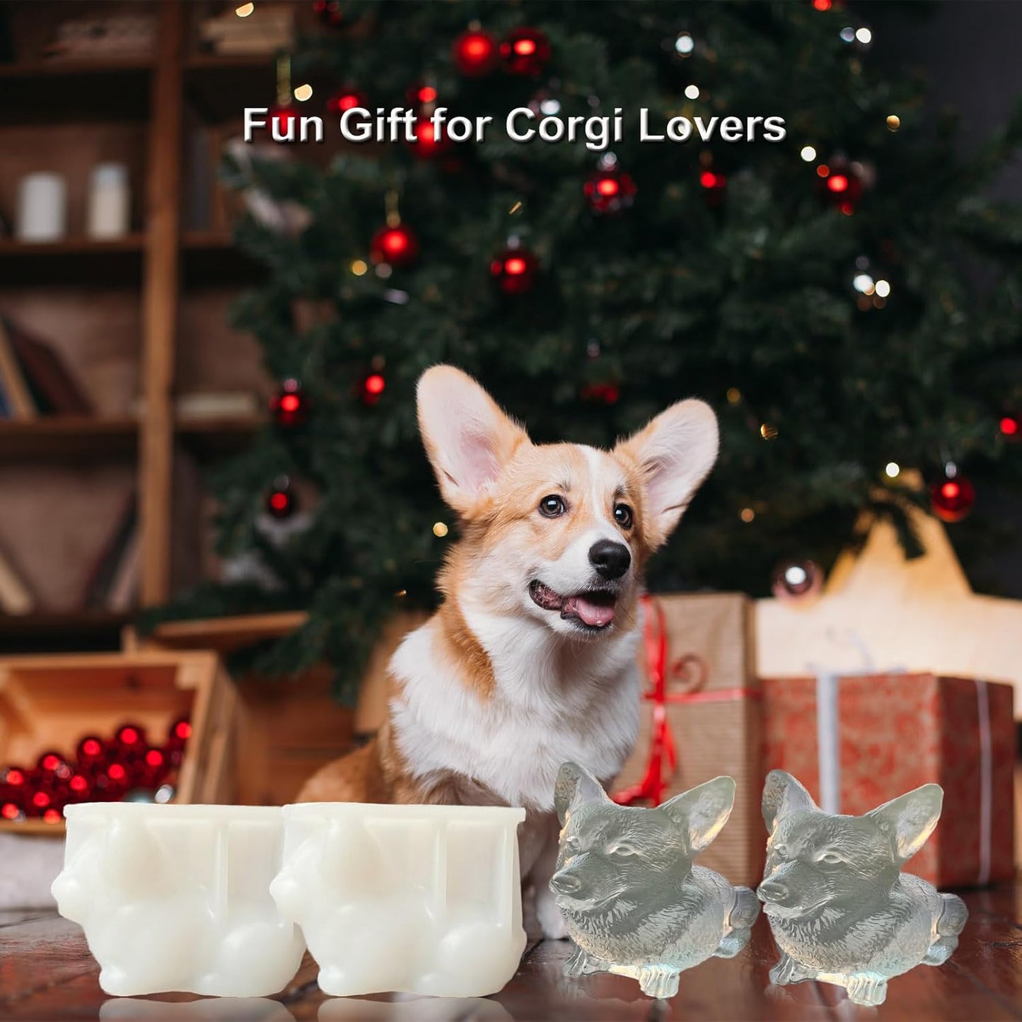 3D Corgi Dog Ice Cube Tray Molds Silicone for Whiskey, Cocktail, Drink; Fun Animal Shape, Corgi Dog Christmas Gifts for Corgi Puppy Lover, Women, Kids; 2 Pack