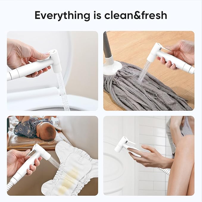 Arofa Matte White Bidet Sprayer for Toilet, Handheld Jet Sprayer Adjustable Water Pressure Muslim Shower with Bidet Hose, Bidets Faucet for Existing Toilets Cloth Diaper Spray for Baby/Feminine Wash