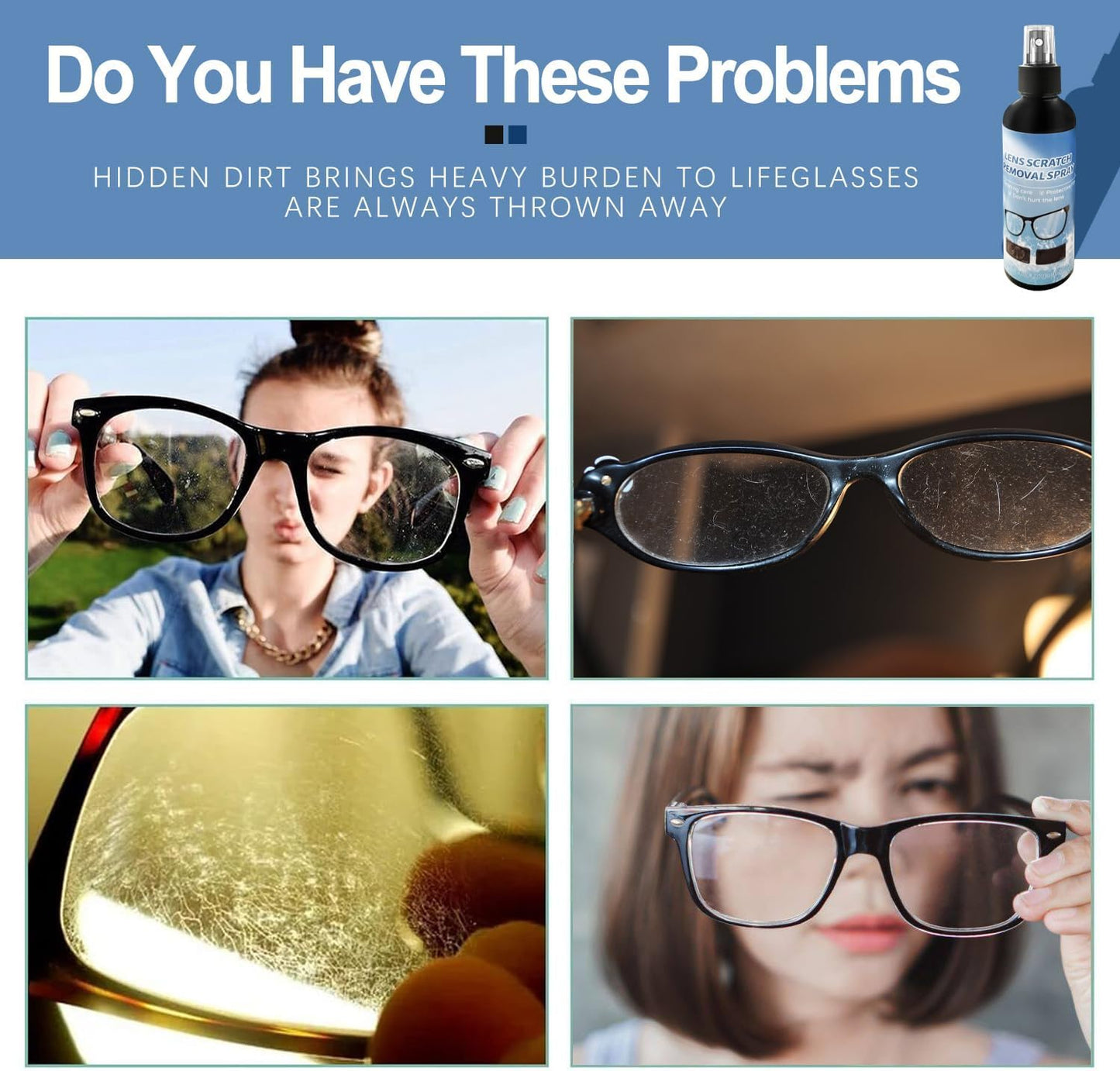 2PCs Lens Scratch Remover for Eye glasses, Lens scratch removal spray,Eyeglass Scratch Remover,Glasses Windshield Repair Fluid