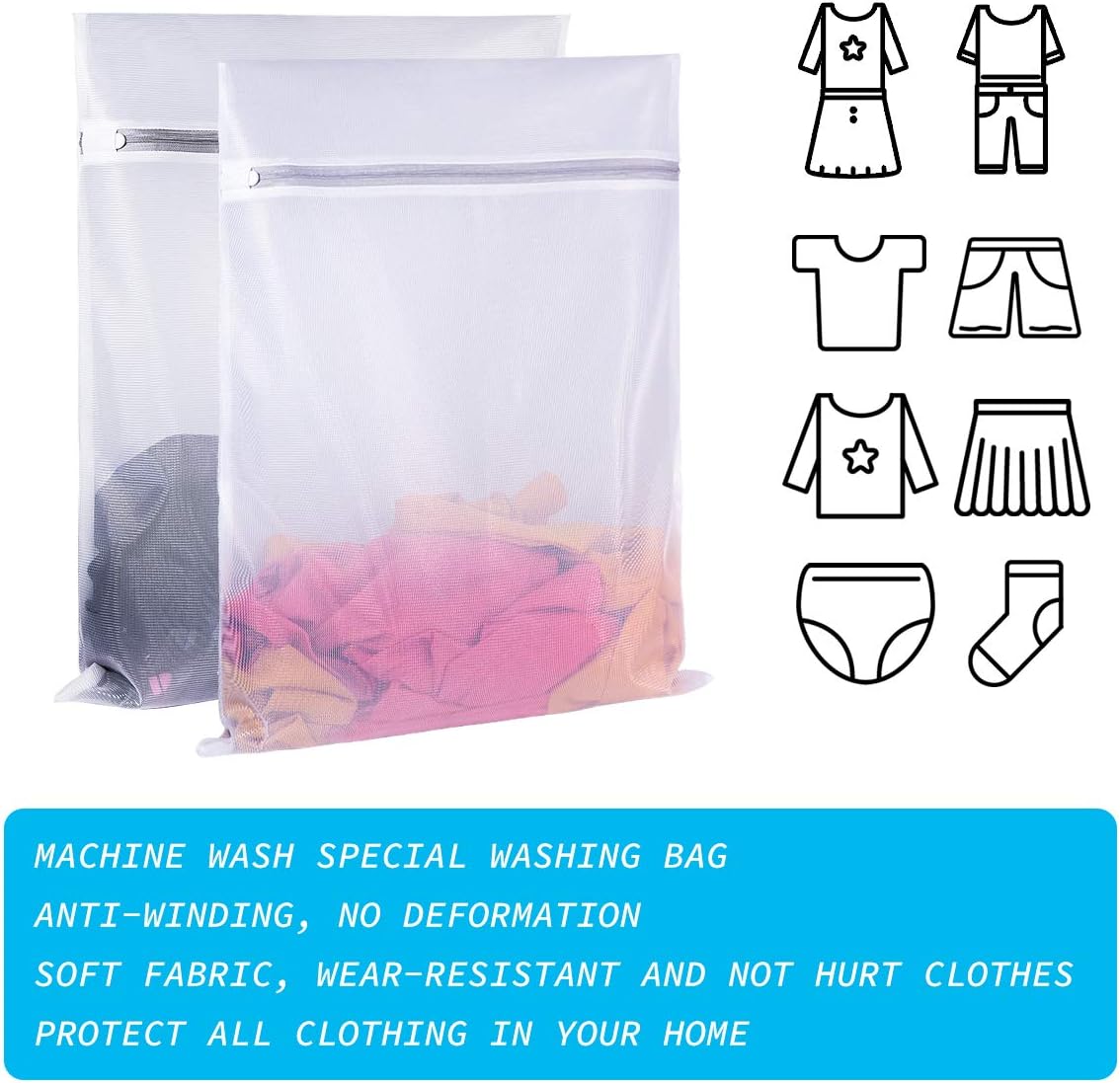 Mesh Laundry Bags,Laundry Bags Mesh Wash Bag for Washing Machine-Supper Zipper Net Laundry Bag,Lingerie,Sweater,Garment,Undergarment Large Size(16 x20 inch),Pack of 4