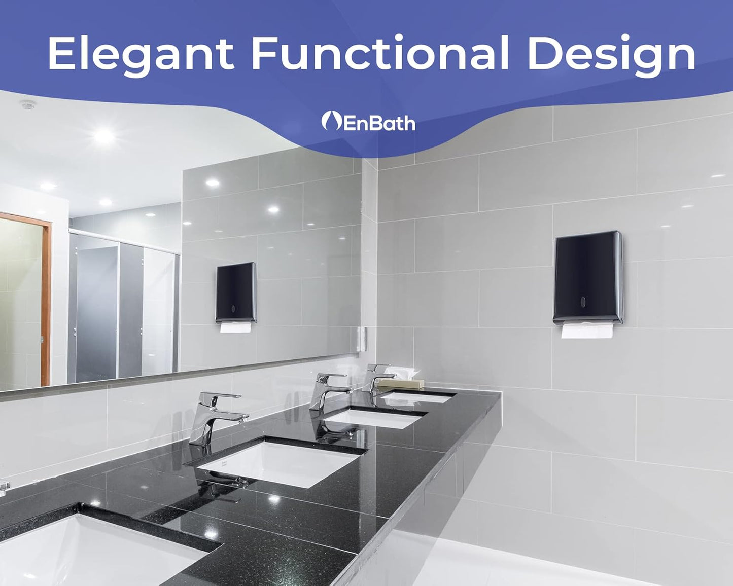 Commercial Paper Towel Dispenser Wall Mount, Holds 500 Multifold, Trifold, Z Fold, C Fold Hand Towels for Bathroom/Restroom, Office, Shop, or Home (Black)