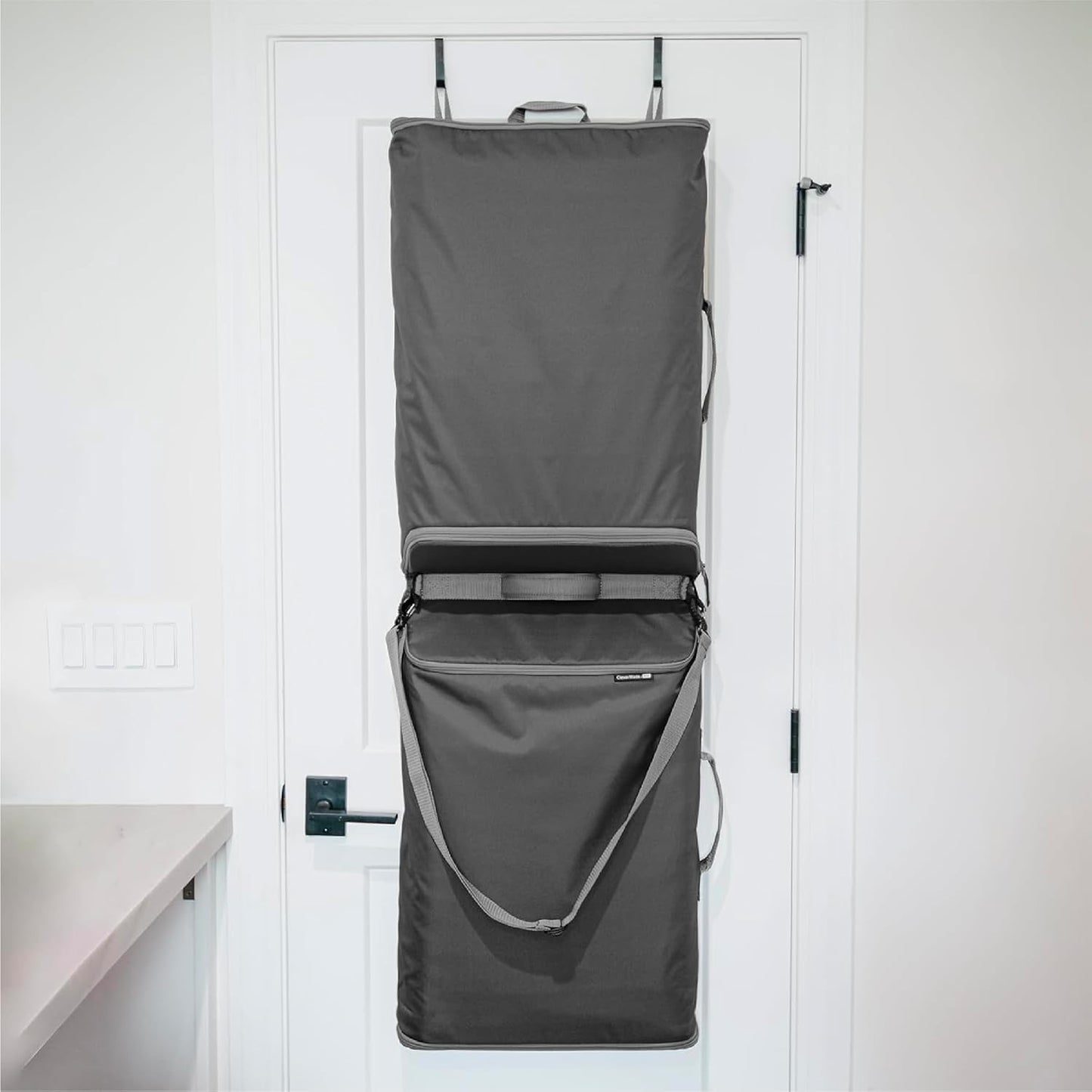 CleverMade Convertible Laundry Hamper Bag - Shadow Gray Stone holds 43L / 40 lbs 2 Compartments - Storage with Handles for Home Organization