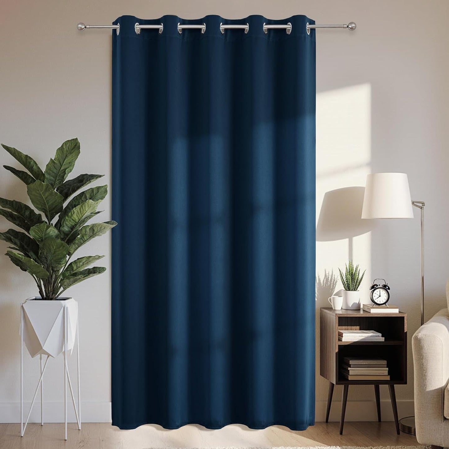 Joydeco Blackout Patio Sliding Door Curtains 84 Inches Long, Grommet Privacy Room Divider Curtains, Extra Wide Thermal Blackout Drapes for Bedroom Living Room (Navy Blue, 70Wx84L, 1 Panel)