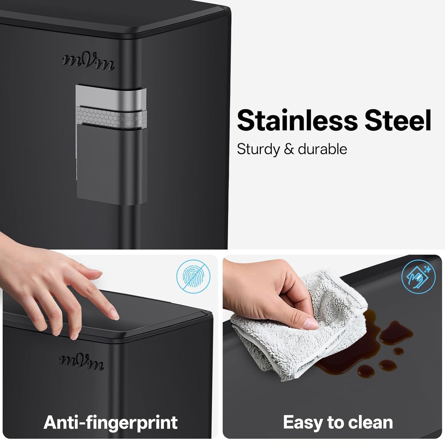 mVm 10.6 Gallon Heavy Duty Step Trash Can with Lid, Foldable Foot Pedal Bin for Kitchen Office Dormitory Home Rooms (Black)