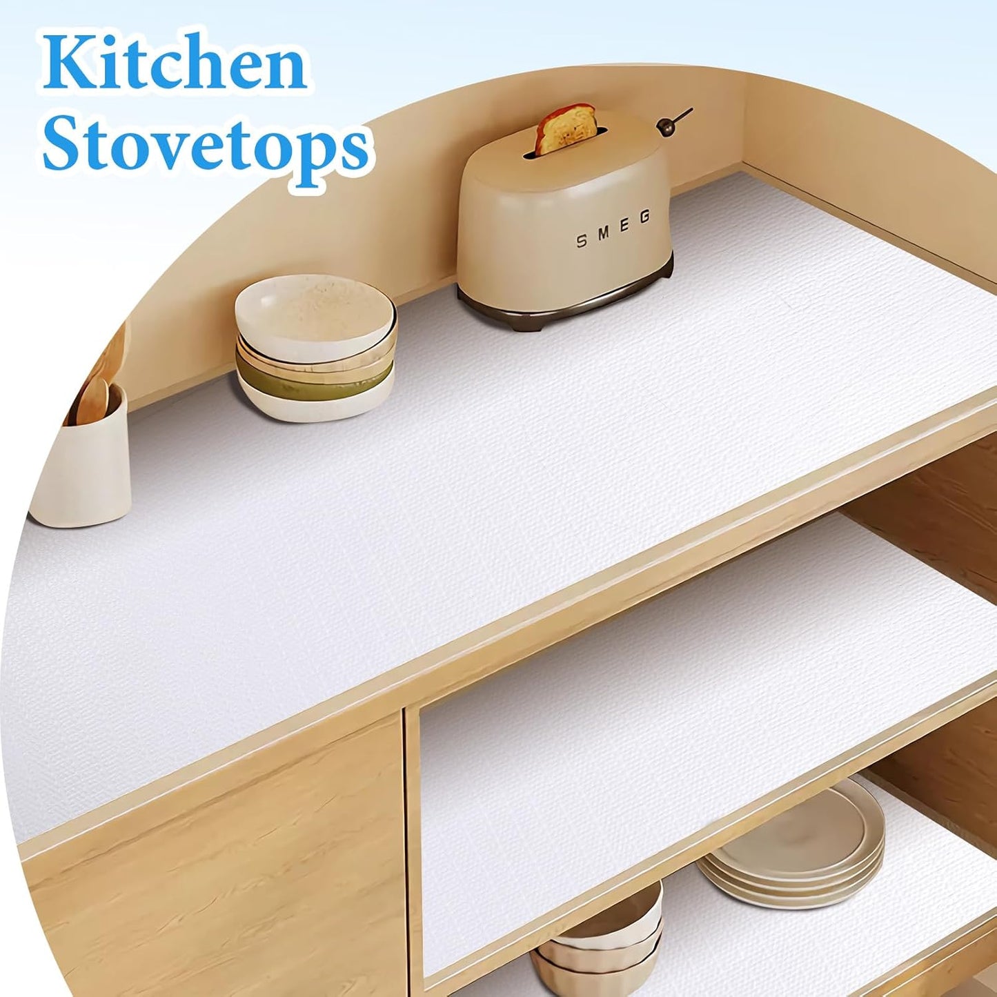 Shelf Liners for Kitchen Cabinets 17in x 30FT Non Adhesive Drawer Liner White Thickened Shelf Liner Paper Strong Non-Slip Easy to Clean for Tool Box Refrigerator with Knife and Tape Measure