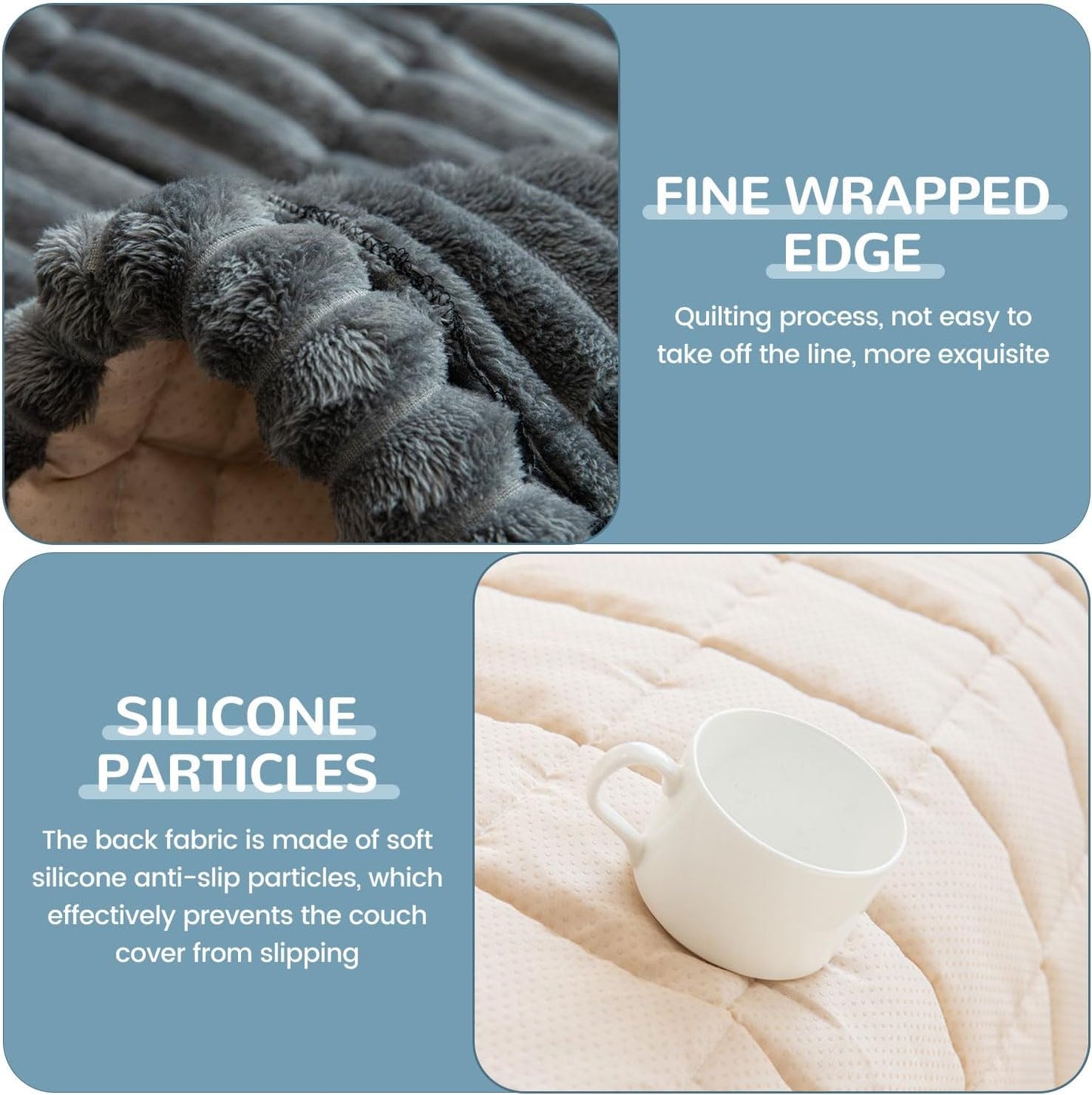 OTOB Dog Couch Covers for 3 Cushion Washable Non Slip Plush Pet Friendly Bed Mat Sofa Cover for Dogs, All Seasons Cozy Soft Fuzzy Furniture Protector Sofa Slipcovers (Dark Gray, 27.6" x 59.1")