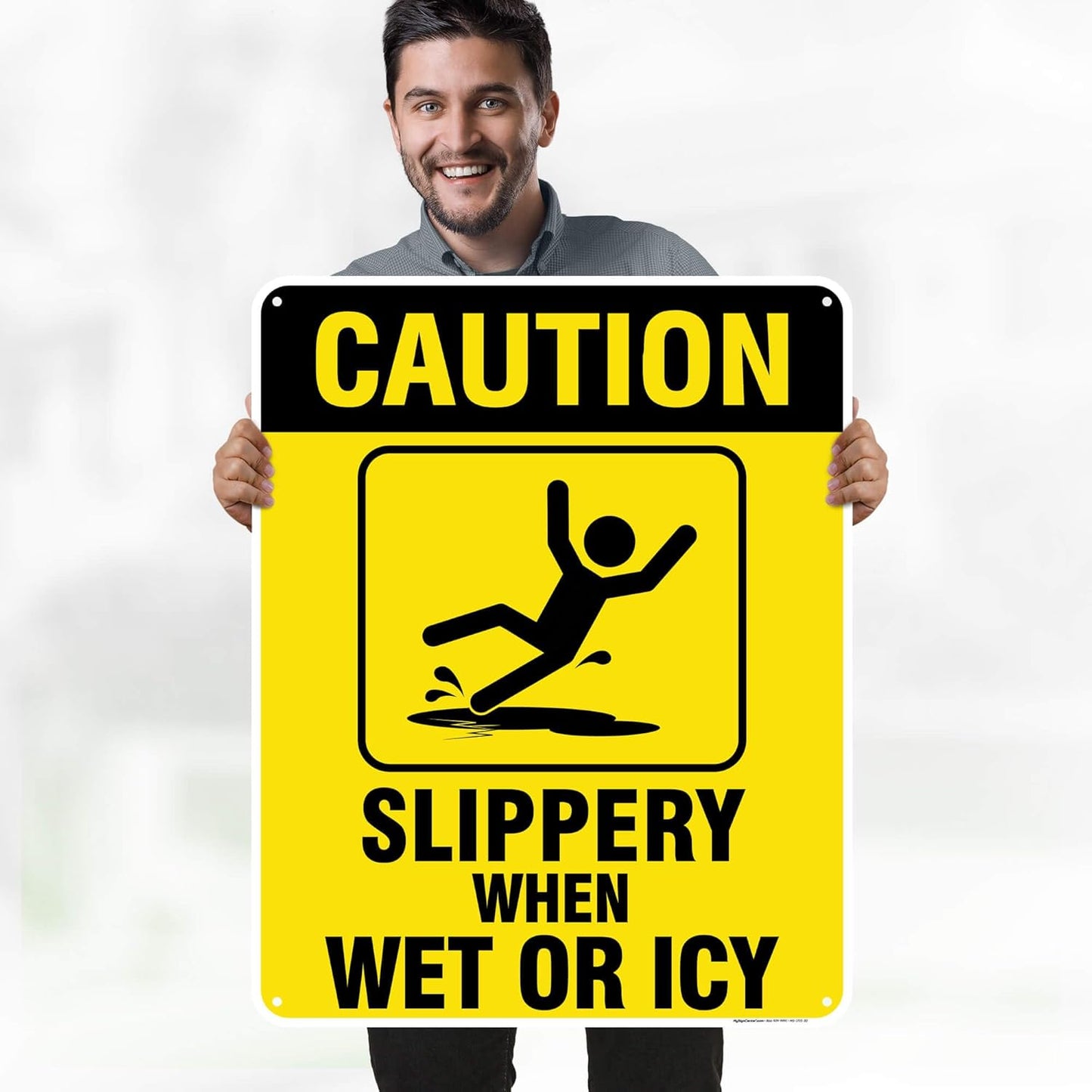 Caution Slippery When Wet Sign or ICY Sign, 24"x30" Polyethylene, Indoor/Outdoor Use, USA MADE By My Sign Center