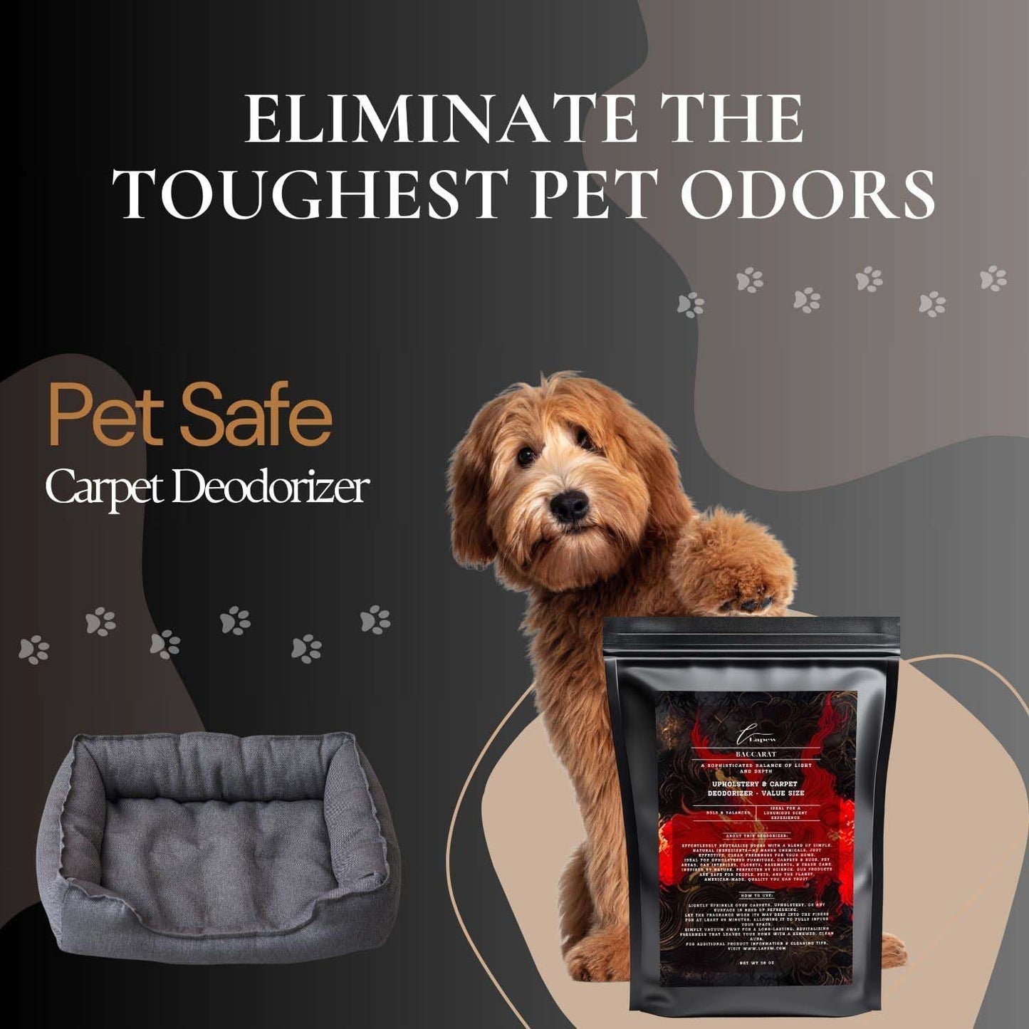 Baccarat Carpet Freshener Powder Refill 36 oz | Powerful Odor Eliminator for Home | Upholstery Deodorizer | Carpet Deodorizer | Pet Urine | Cat Litter Box | Enchanted Rouge Fragrance