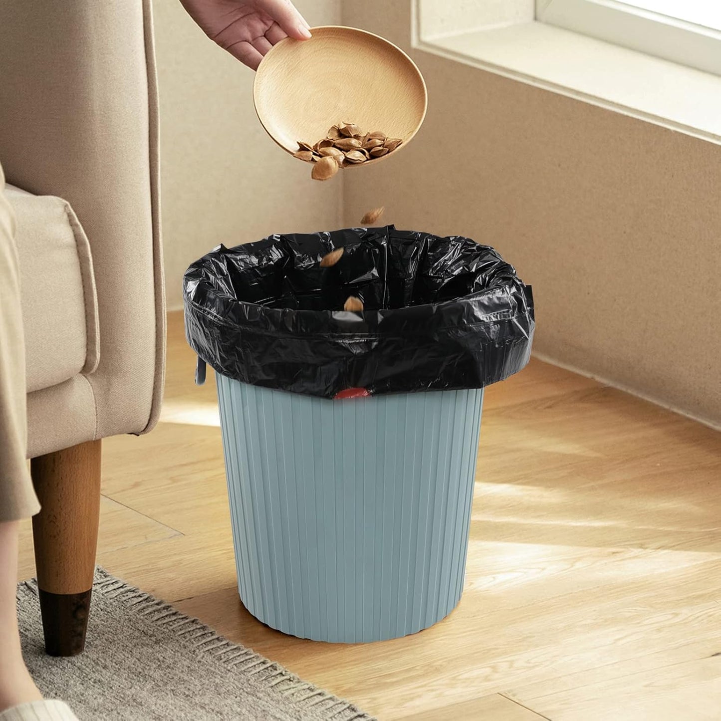 1.5 Gallon Drawstring Trash Bags, Small Black Garbage Bags, 208 Bags