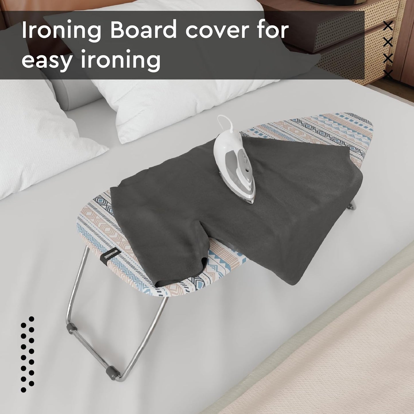 Encasa XO Ironing Board Cover and Pad 28"x12" - Thick 3mm Felt Padding, Drawstring Tightening & Lock, Easy Fit, Scorch & Stain Resistant, Fits Mini Ironing Board - Aztec