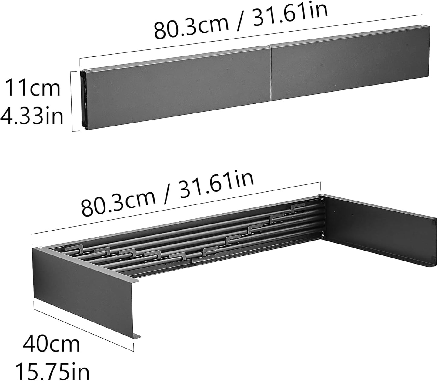 JOOM Laundry Drying Rack Collapsible, Wall Mounted Clothes Drying Rack, Retractable Drying Rack, 31.5" Wide, 5 Aluminum Rods, 60 lb Capacity (Black 31.5")