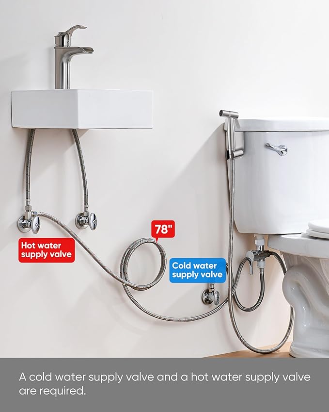 Arofa Hot and Cold Handheld Bidet Sprayer for Toilet, Warm Water Bidet with Adjustable Pressure, Non-Electric Temperature Control for Feminine Wash