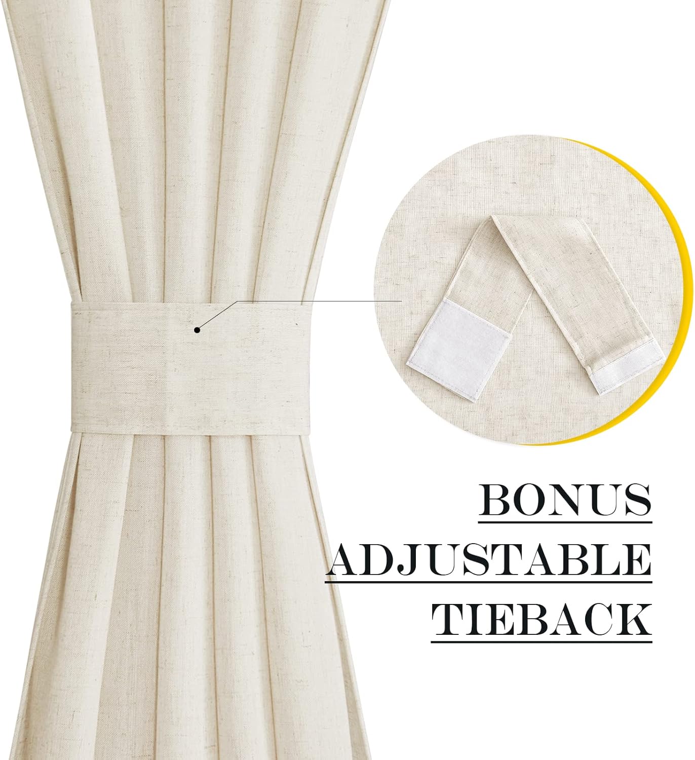 NICETOWN Thick Linen Textured Curtain Farmhouse French Door Shade Solid Room Darkening Door Shade Indoor Outdoor Sidelight Curtain for Window, W52 x L40, 1 Panel, Natural