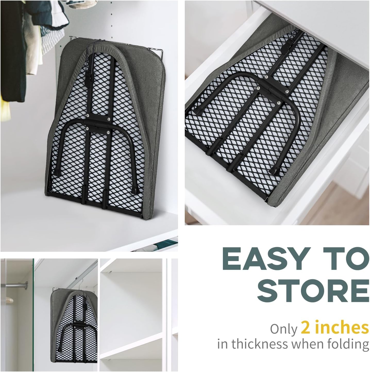 Small Ironing Board Tabletop, RAINHOL Compact Portable Iron Board Foldable with Cover and Pad, Countertop Mini Ironing Table for Travel and Space Saving, 31"x12", Black