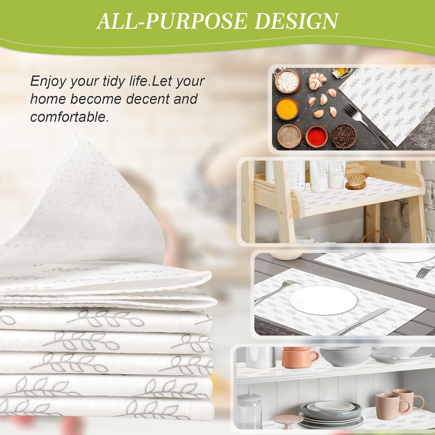 Cooyes 17.7" x 24" Refrigerator Liners Non-Slip Washable Refrigerator Drawer Liners Absorbent Refrigerator Mats Home Kitchen Gadgets Accessories Organization