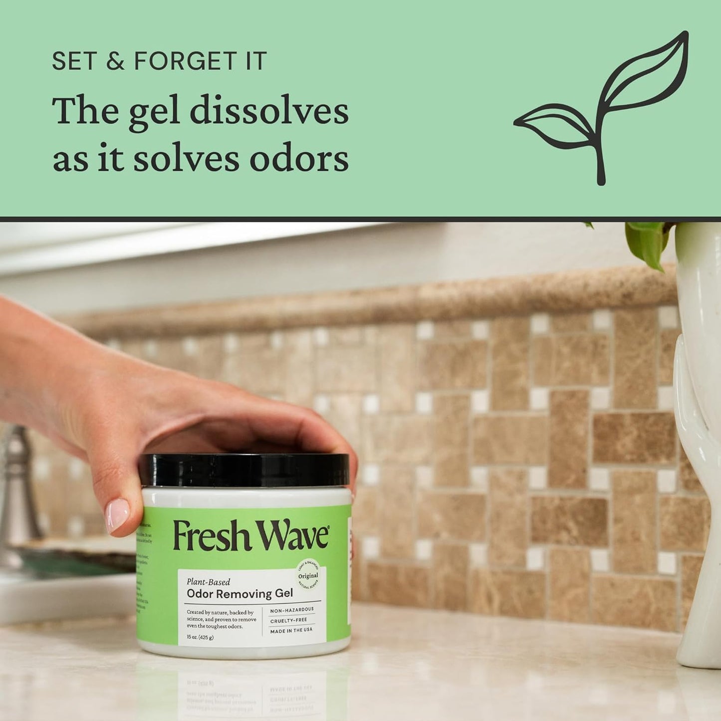 Fresh Wave Odor Removing Gel, 15 oz. - Odor Absorbers for Home, Safer Odor Relief, Natural Plant-Based Odor Eliminator, Every 15 oz. lasts 30-60 Days, For Cooking, Trash & Pets