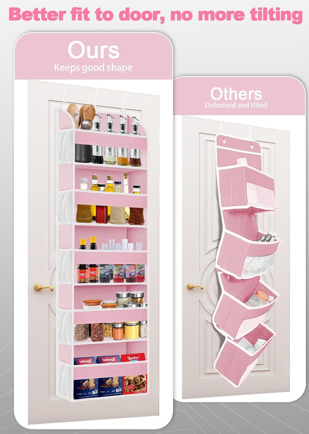 2 Pack Over The Door Storage Organizer with 5 Pockets 10 Mesh Pockets, 44 lbs Weight Capacity Door Hanging Organizers and Storage for Bedroom,Bathroom,Nursery,Kidroom,Babyroom