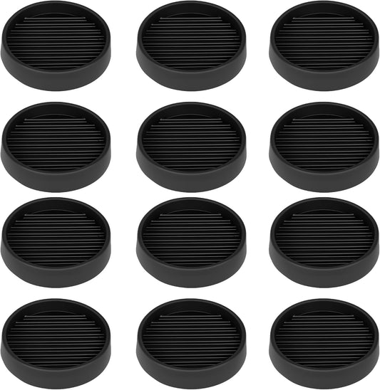 Non Slip Furniture Pads, 2.5” Round Rubber Caster Cups, 12 Pcs Furniture Coasters, Anti-Slip Gripper, Anti Slide Furnitures Feet Floor Protectors for Bed Couch Stoppers - Black