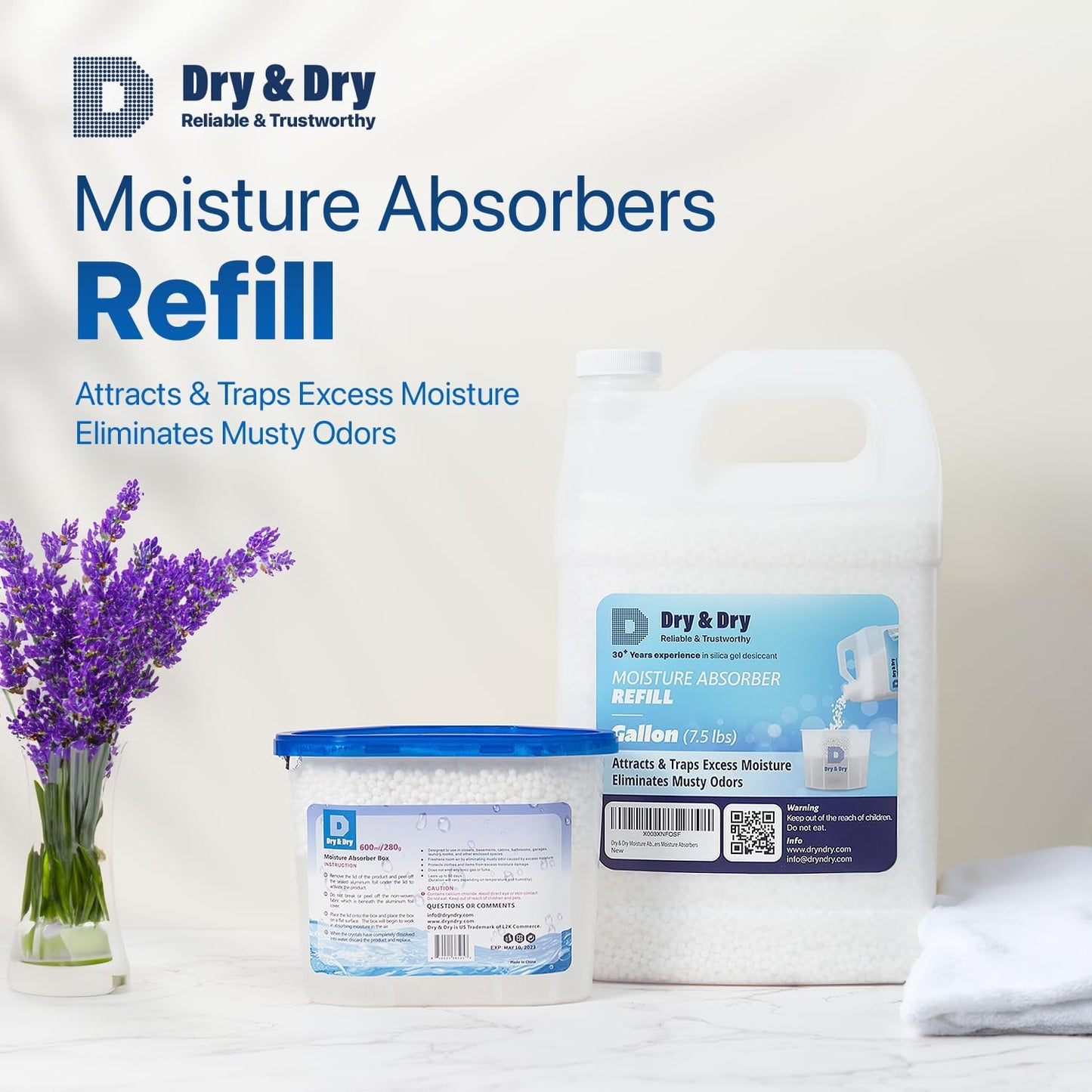 Dry & Dry Moisture Absorbers Refill Beads (7.5 LBS) - Dehumidifiers for Home Dehumidifier for Basement Small Dehumidifiers Dehumidifiers, Moisture Absorber Refill, Fragrance Free
