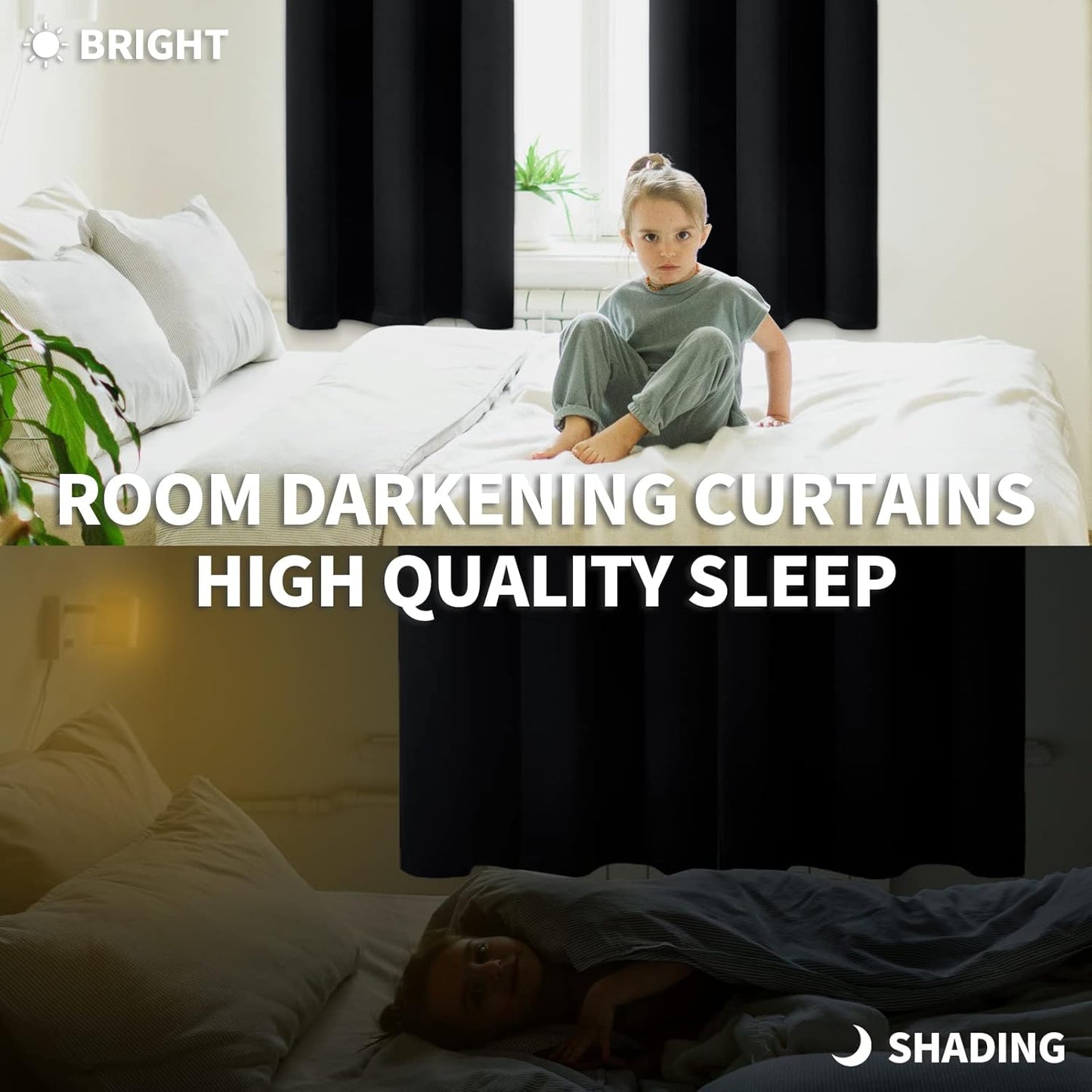 BGment Black Out Thermal Curtains 63 Inch Length for Bedroom 2 Panels - Room Darkening Window Drapes with Rod Pocket Insulated Blinds Privacy for Living Room, 42 x 63 Inch