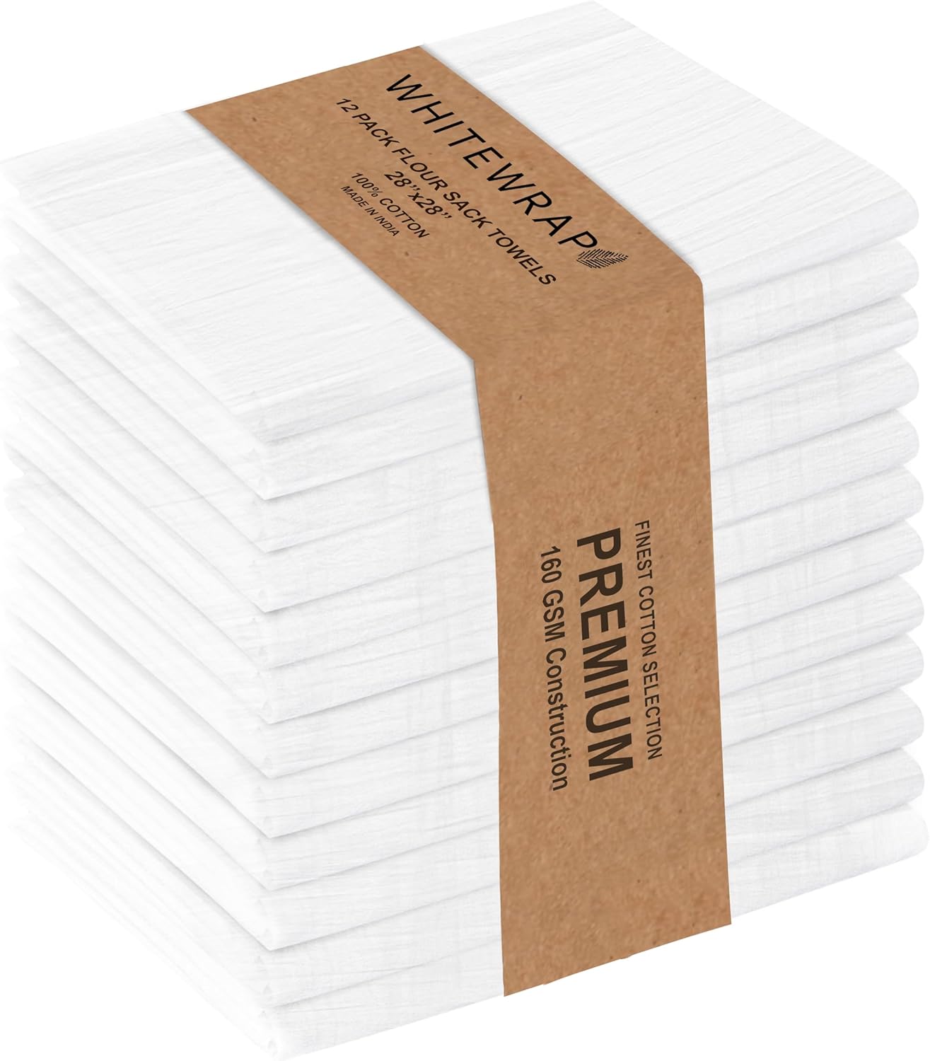 Flour Sack Towels | Tea Towel for Crafts| Kitchen Dish Cotton Blank Towel for Embroidery|Baking Bread Proofing Linen Cover| Thick Absorbent Quick Dry| 12 Pack 28"x28" White