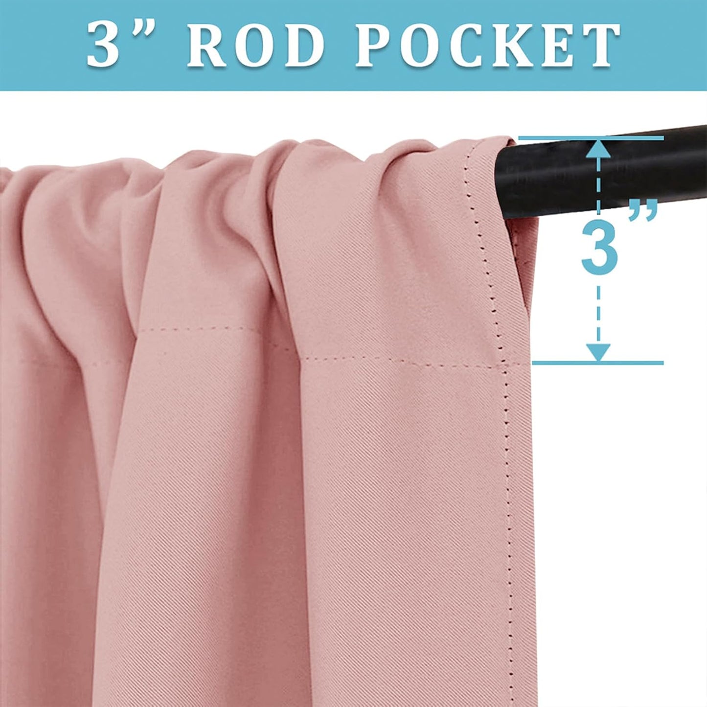 RYB HOME Blackout Curtains for Kitchen, Small Window Curtains Blinds, Thermal Insulating Drapes for Bathroom Cafe Bedroom Small Window, W 29 x L 45 inch, Peach Blush, 2 Panels