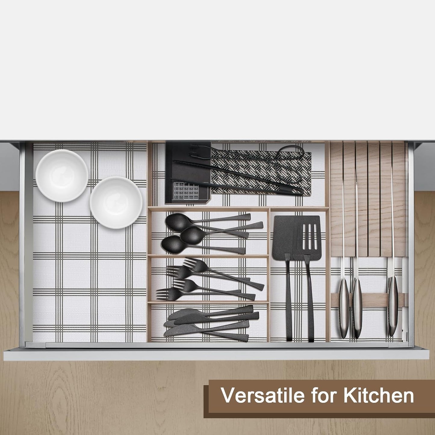 OcePor Non-Adhesive Drawer and Shelf Liner 17.5IN x 20FT，Non Slip Cabinet and Cupboard Liner, Kitchen Cabinet Liners for Shelves, Waterproof Drawer Shelf Liners for Cabinets/Bathroom Cupboard,Stripe