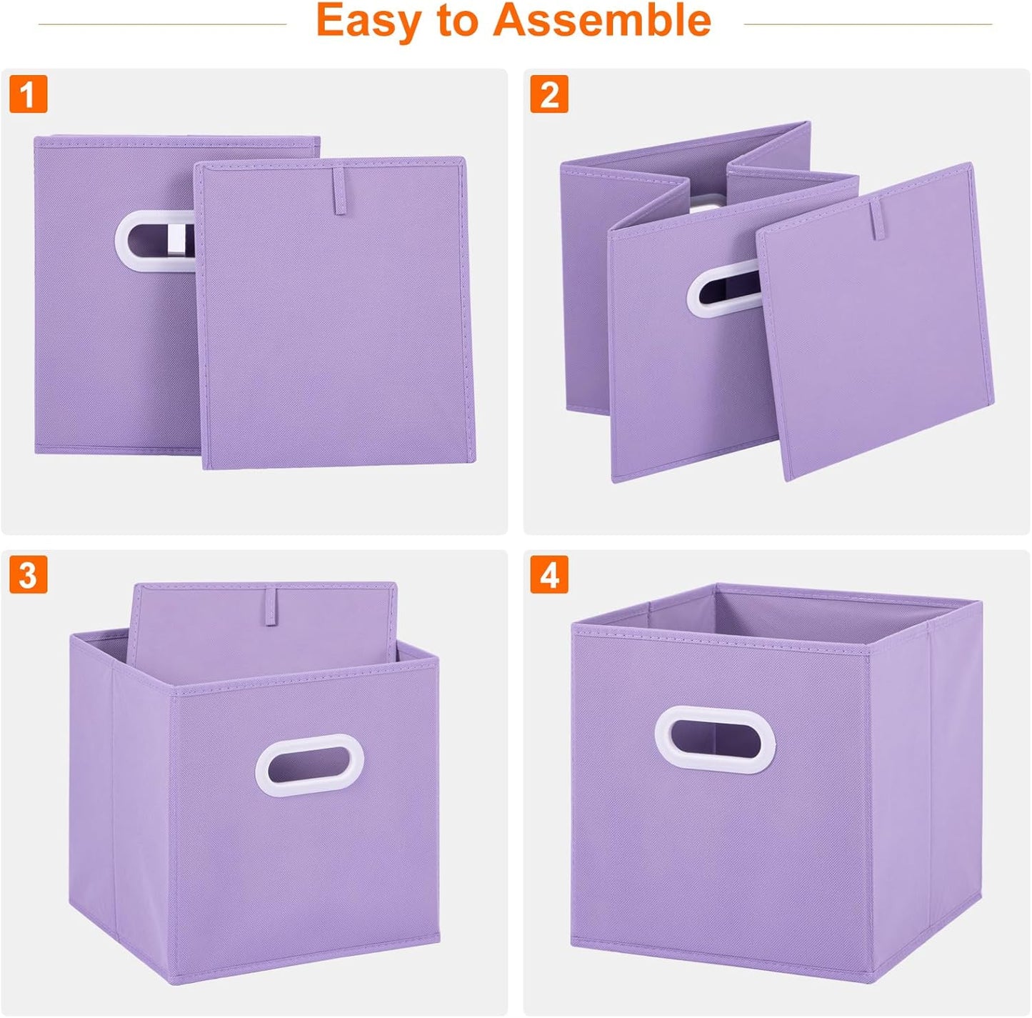 Stero Fabric Storage Cubes Bins, 11 inch Fun Colored Foldable Storage Baskets with Dual Plastic Handle for Home, Kids Room, Closet and Toys Organization, Multi Colored, Set of 6