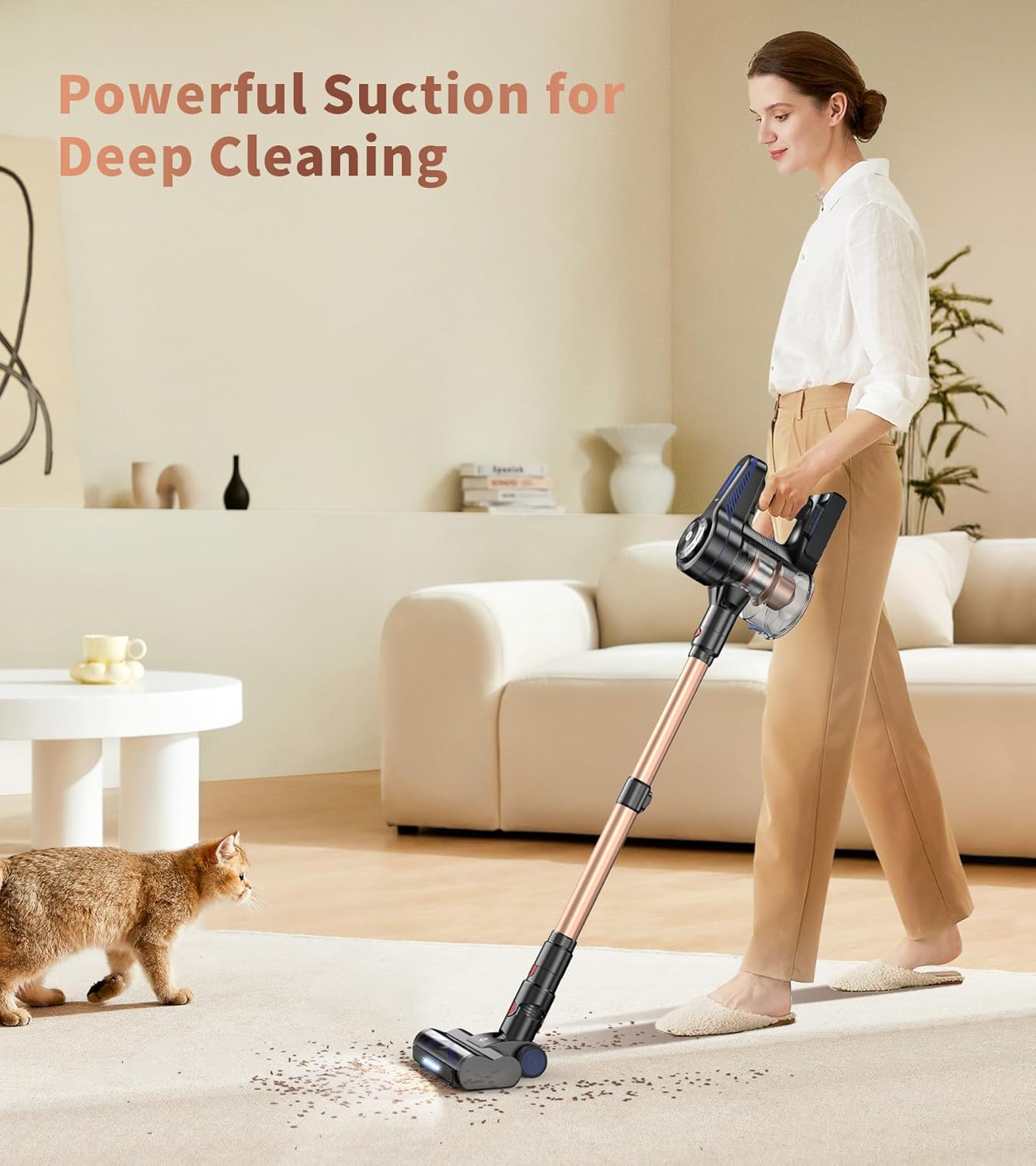 NADALY Cordless Vacuum Cleaner, Powerful Stick Vacuum with 45min Runtime, Anti-Tangle Vacuum Cleaners for Home, 1.5L Dust Cup, Rechargeable Wireless Vacuum for Hardwood Floor Carpet Pet Hair