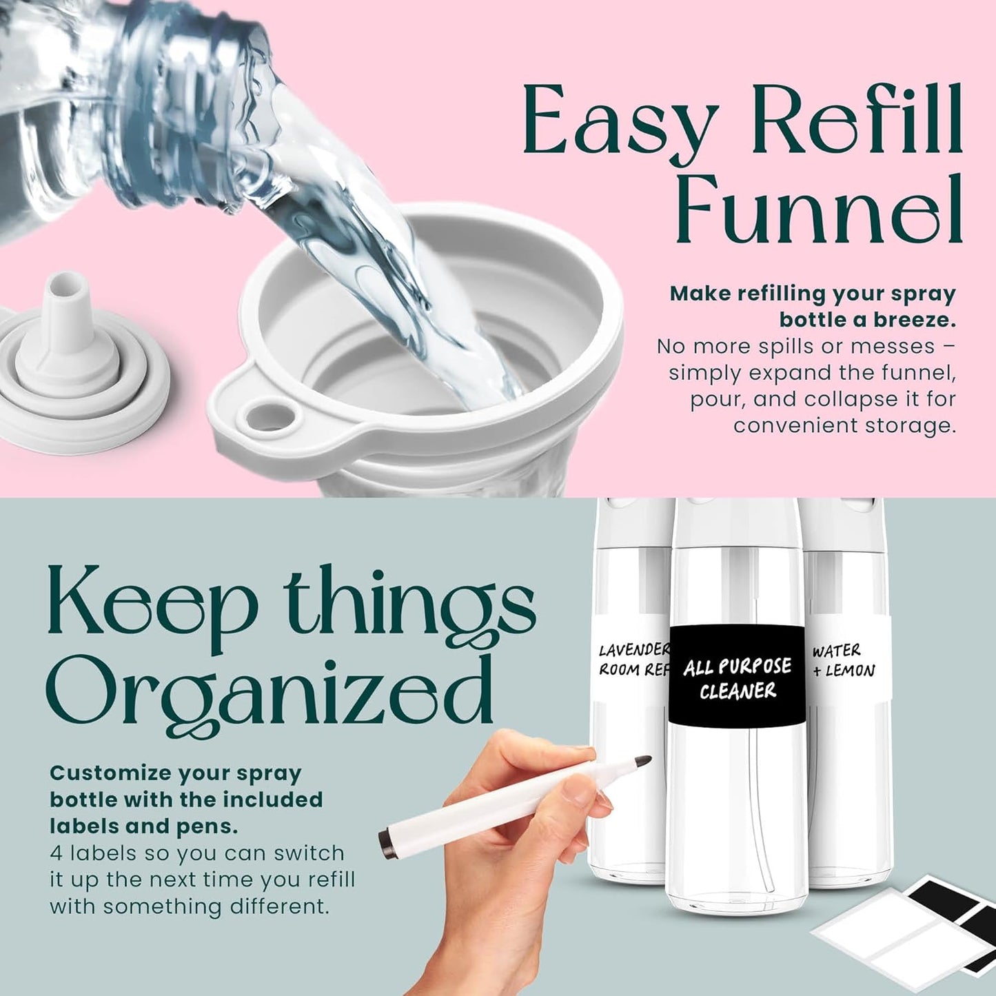 BeautifyBeauties Hair Spray Bottle – Ultra Fine Continuous Water Mister for Hairstyling, Cleaning, Plants, Misting & Skin Care (Clear)