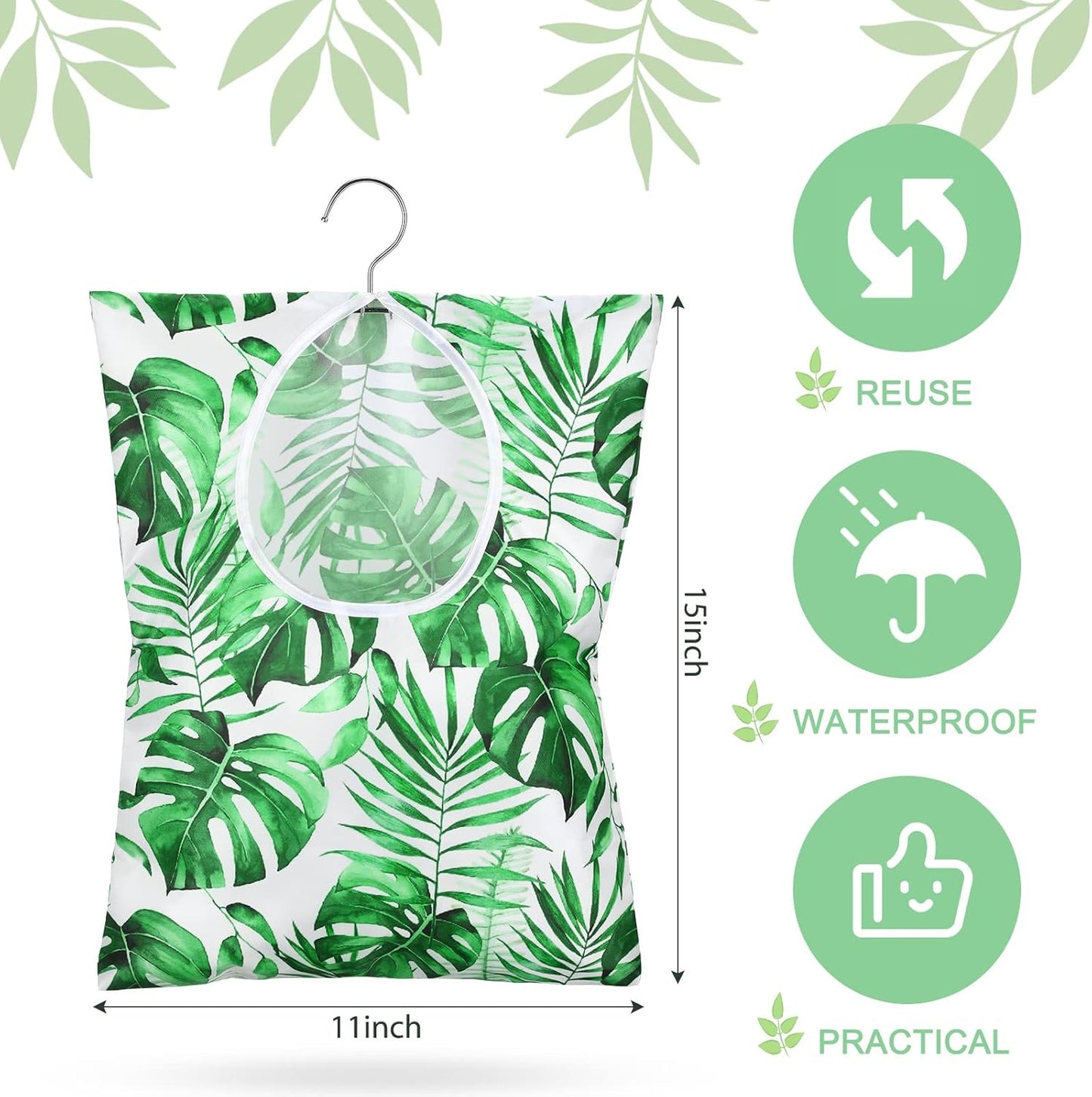 Woanger 2 Pcs Clothes Pin Bag Clothespin Holder 15 x 11 in to Hang on Line Clothes Pin Hanging Bag for Clothesline Outdoor Storage Organizer Basket with Large Opening(Elegant Style)