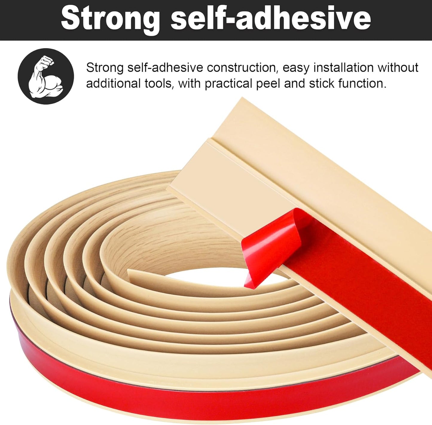 20Ft Carpet Floor Transition Strip, Self Adhesive Floor Edging Trim Strip, PVC Threshold Cover for Doorway, Floor Divider Strip Suitable for Threshold Height Less Than 5 mm - Beige Cream