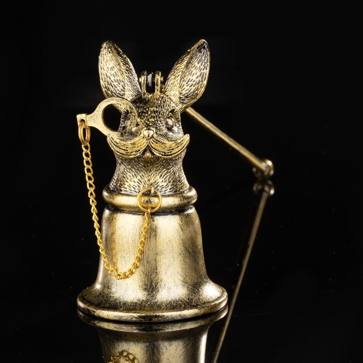 Antique Rabbit Candle Snuffer - Vintage Gunmetal Finish with Spectacle Chain, Flame Extinguisher Tool & Home Decor Gift for Candle Lovers (8cm x 19cm)