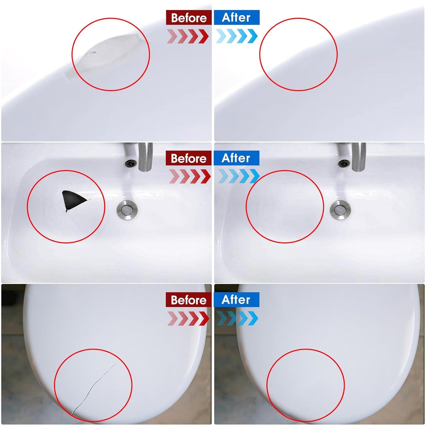 Tile & Fiberglass Tub Repair Kit(Color Matching), Porcelain Sink Repair Kit, Countertop Repair Kit for Granite, Marble, Quartz, Ceramic & Shower Repair Kit for Chips, Cracks, Scratches, Holes