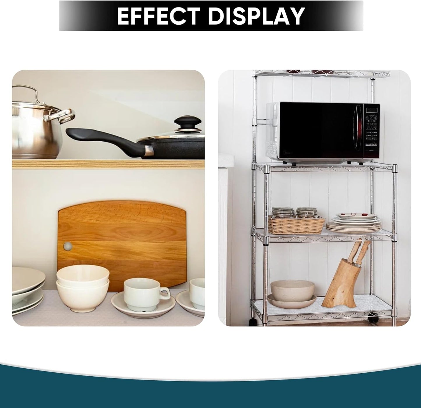 Shelf Liners for Kitchen Cabinets Non-Adhesive & Washable,Non Slip Cabinet Liners for Shelves Waterproof & Oil Proof,Clear Plastic Drawer Liner,Easy to Cut & Food-Grade EVA 12'' x 20' x 2 Rolls CT-122