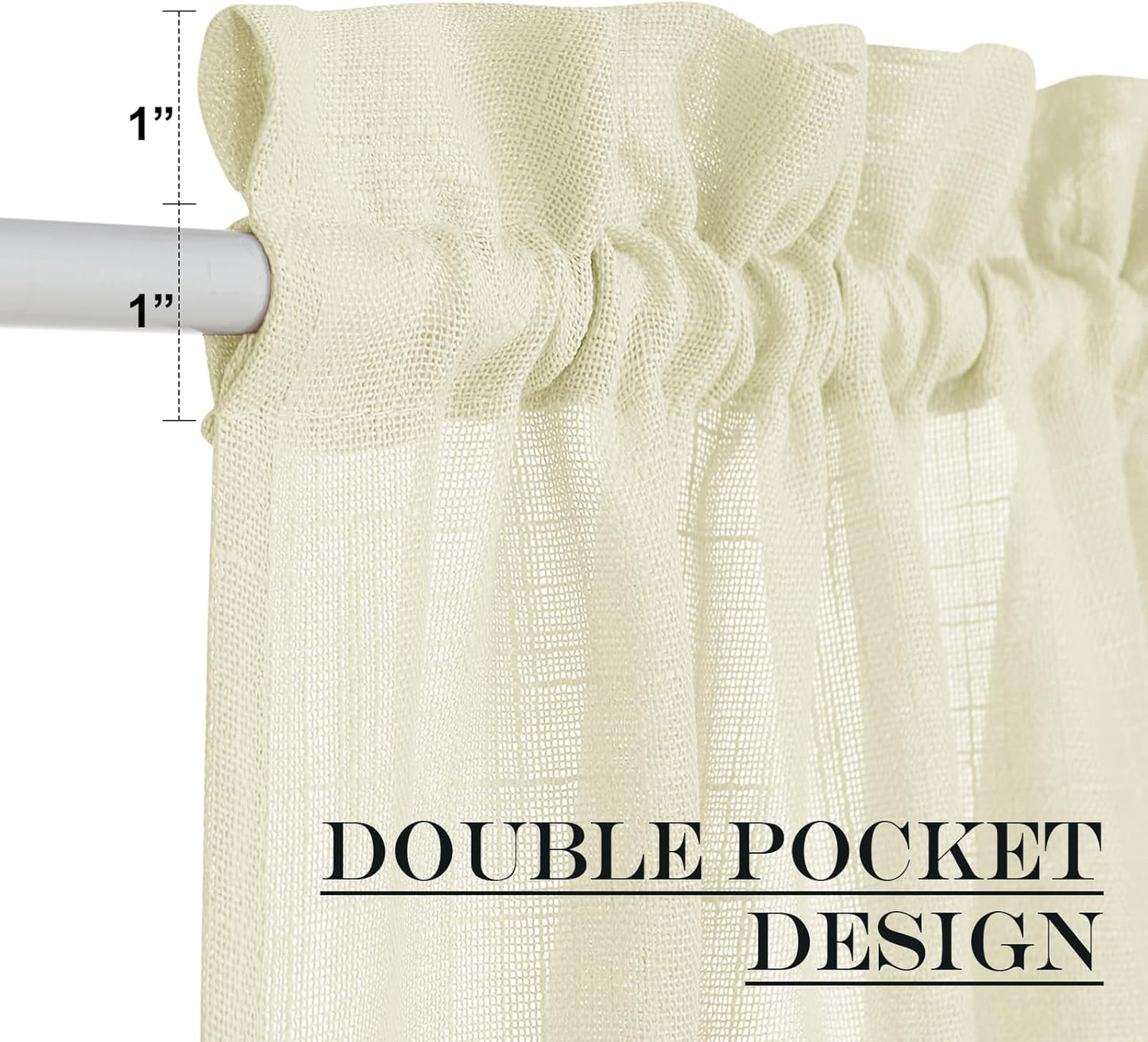 NICETOWN French Sheer Door Panel - Translucent Privacy Sheer with Light Filter Linen Look Textured French Door Curtains (52 inches Width by 40 inches Long, 1 Panel with Tieback, Yellow)