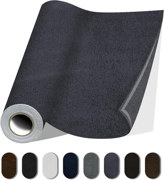 Fabric Repair Patches, Self-Adhesive Suede Patches Tape Durable, DIY Large Fabric Repair for Sofa, Couches, Furniture, Chair, Clothing （3.5X79 Inch, Dark Grey）