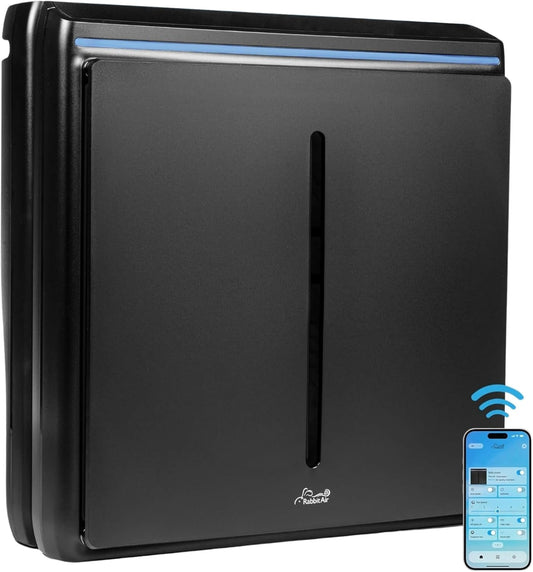 Rabbit Air, A3 SPA-1000N Air Purifiers for Home, Ultra Quiet HEPA Air Purifier - Wall Mountable Air Purifiers for Home Large Room, Allergies, Dust, Mold, Smoke & VOCs - (Black, Odor Remover Filter)